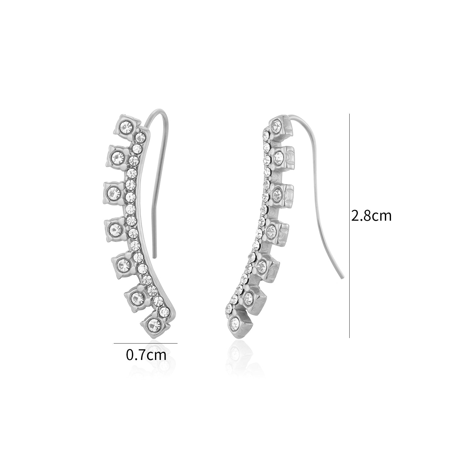 Oorbel gebogen met steentjes zilver - Desieradenconcurrent.nl