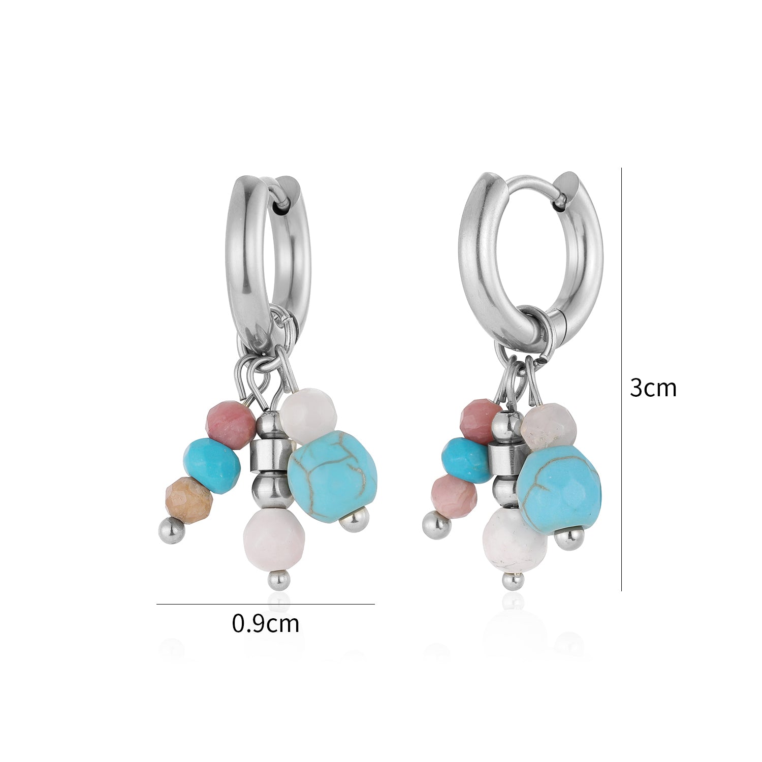Oorbellen blauw gekleurde kralen zilver - Desieradenconcurrent.nl