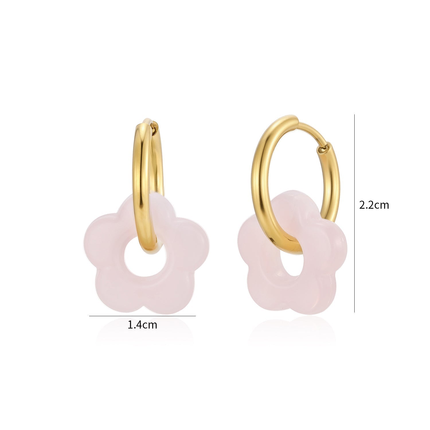 Oorbellen bloem roze goud - Desieradenconcurrent.nl