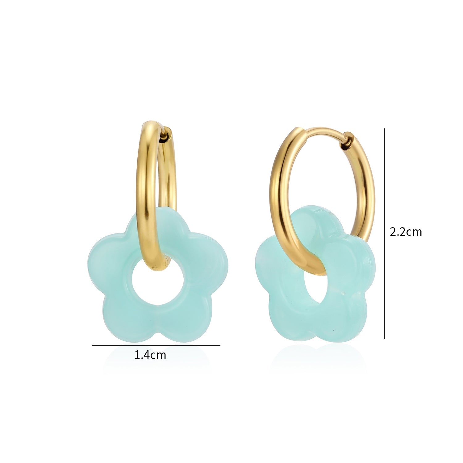 Oorbellen bloem turquoise goud - Desieradenconcurrent.nl