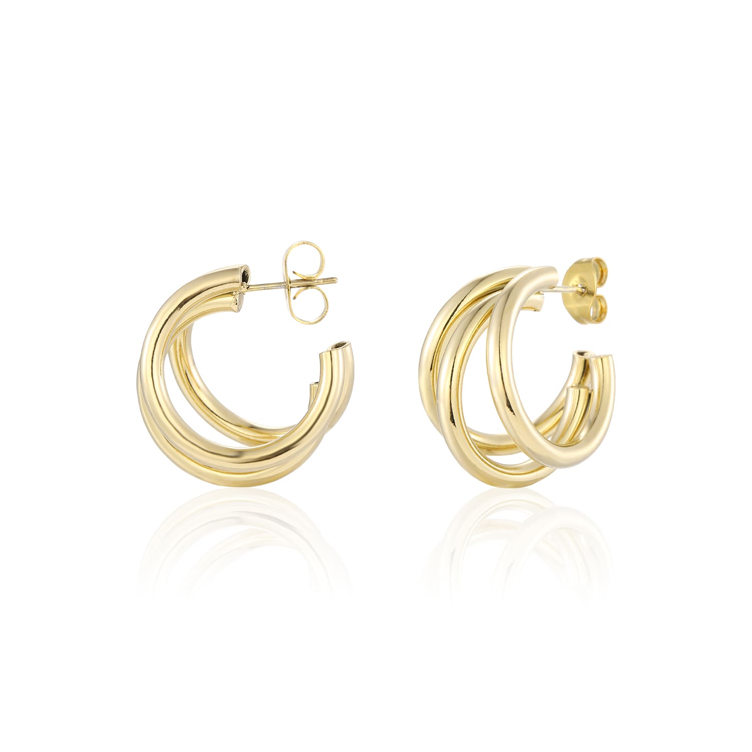 Oorbellen drie hoops goud - Desieradenconcurrent.nl