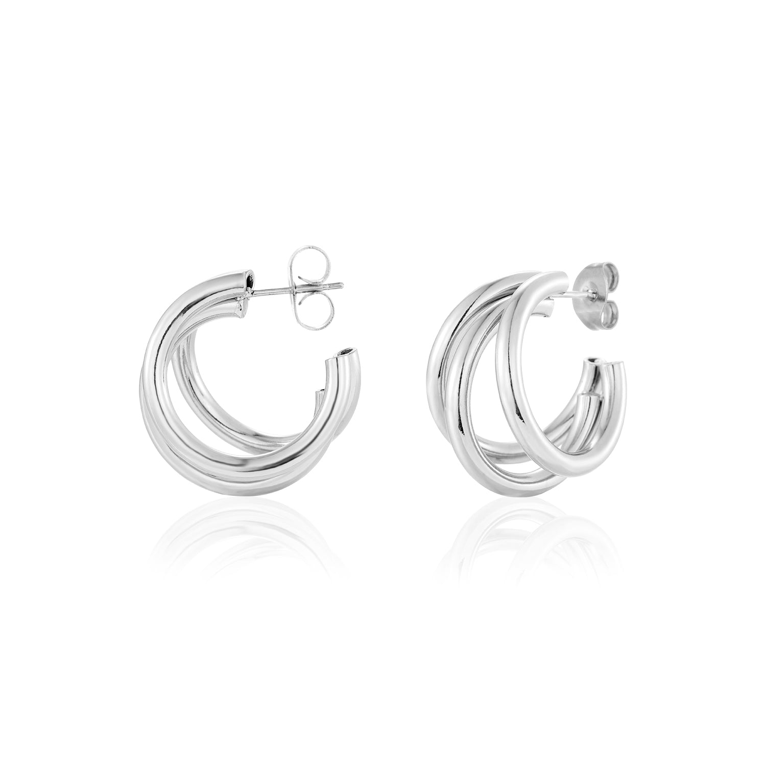 Oorbellen drie hoops zilver - Desieradenconcurrent.nl
