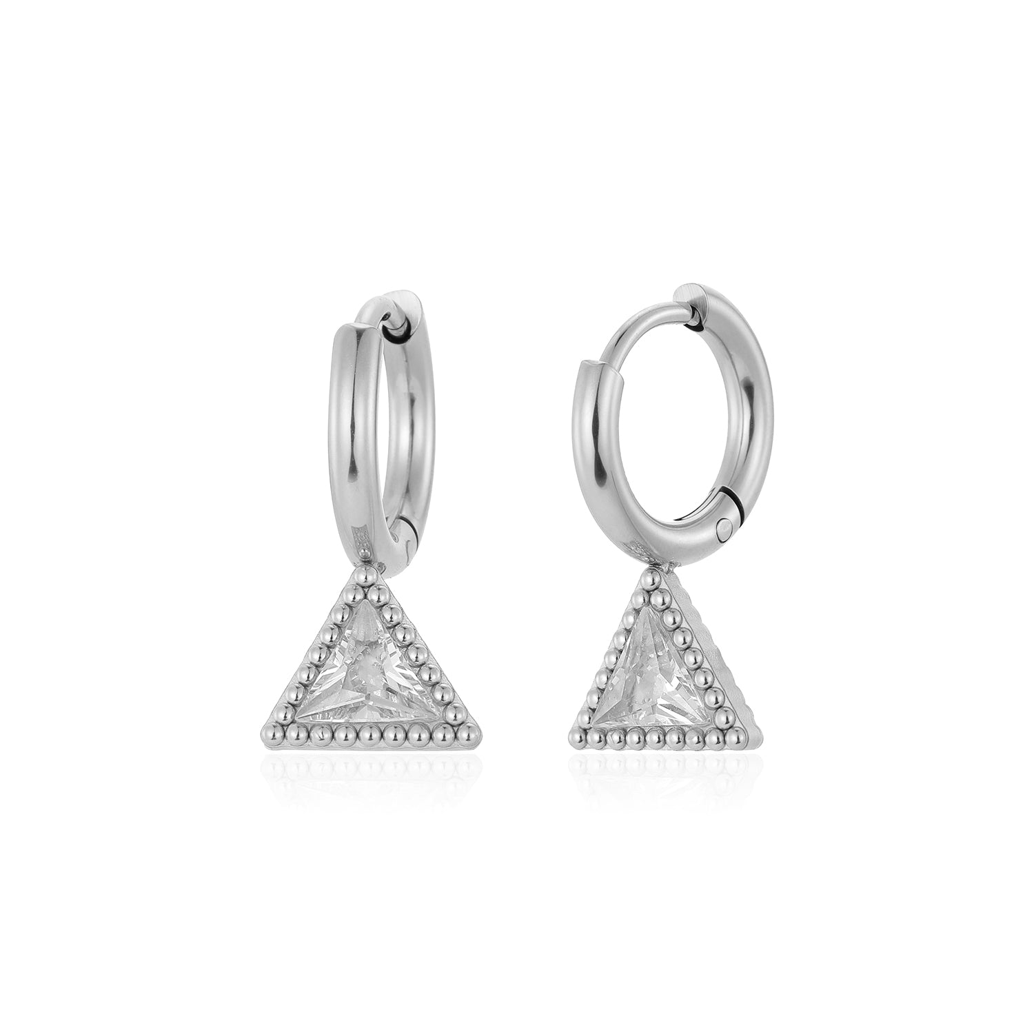 Oorbellen driehoek strass zilver - Desieradenconcurrent.nl