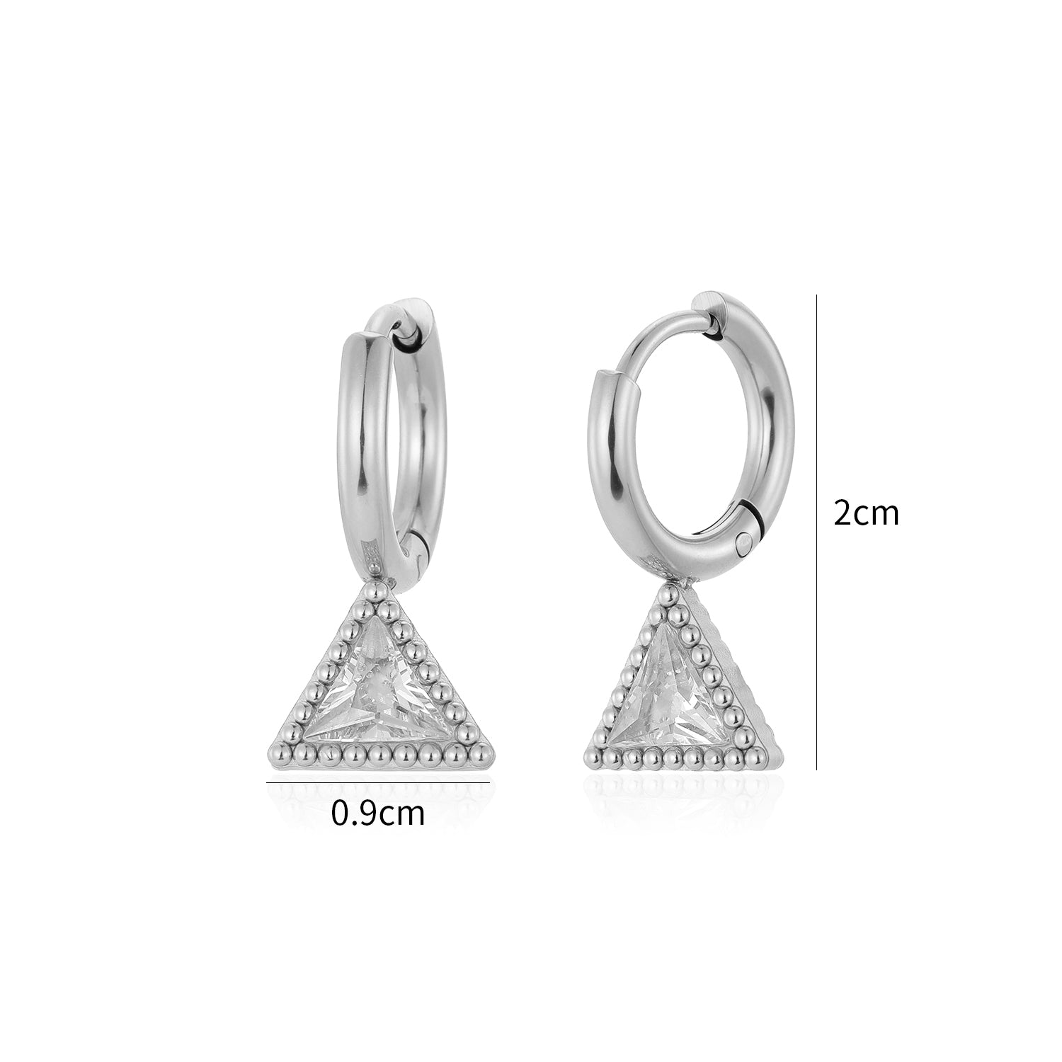 Oorbellen driehoek strass zilver - Desieradenconcurrent.nl