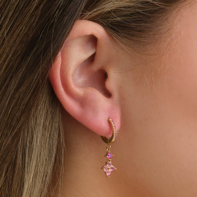Oorbellen fancy strass roze goud - Desieradenconcurrent.nl