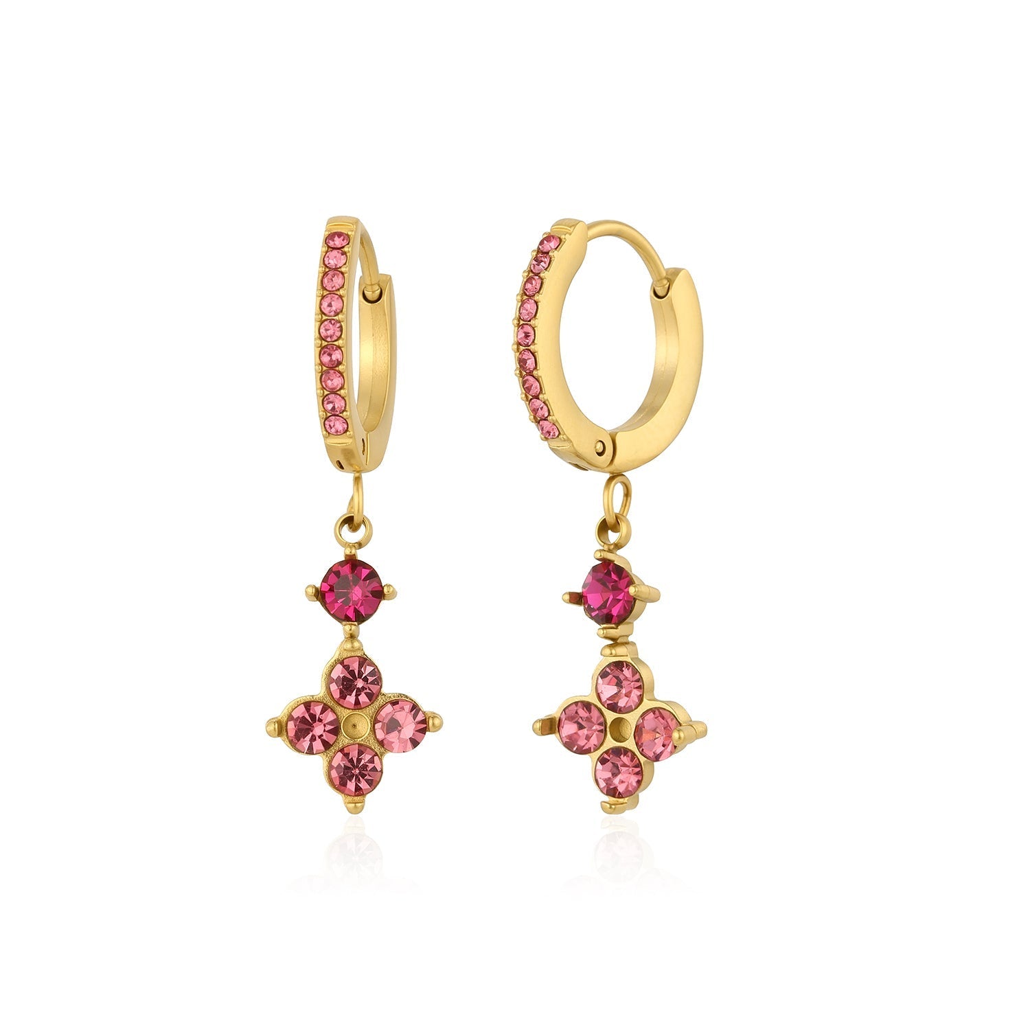 Oorbellen fancy strass roze goud - Desieradenconcurrent.nl