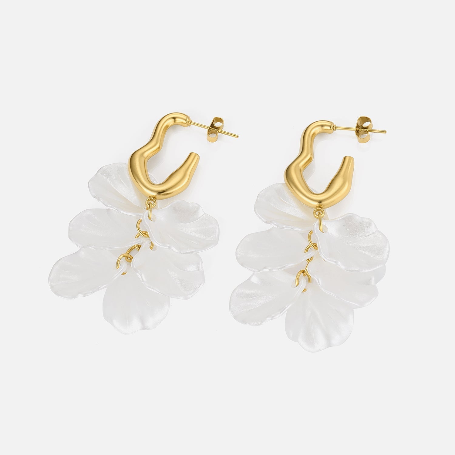 Oorbellen flora wave goud/wit - Desieradenconcurrent.nl