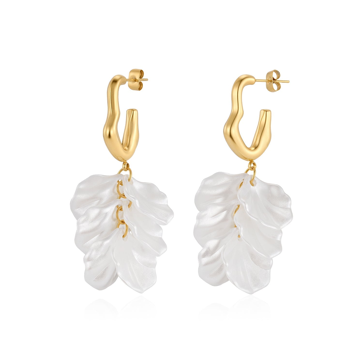Oorbellen flora wave goud/wit - Desieradenconcurrent.nl