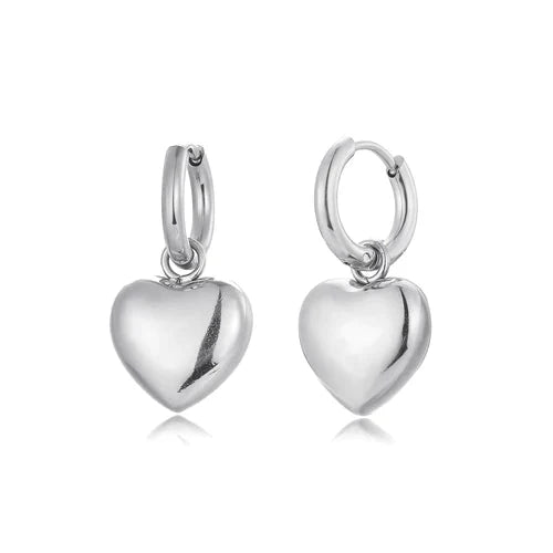 Oorbellen groot hart zilver - Desieradenconcurrent.nl