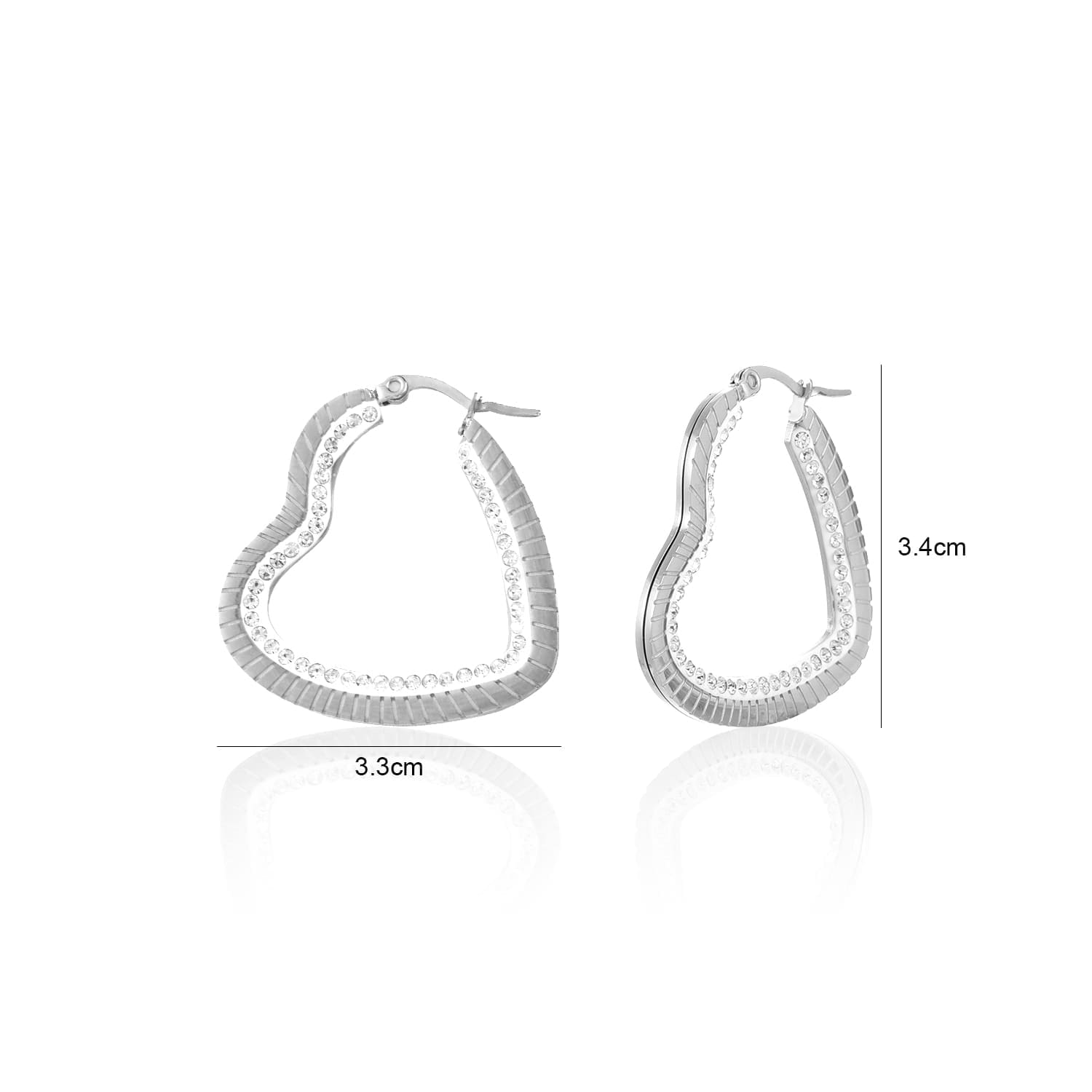 Oorbellen grote hart steentjes zilver - Desieradenconcurrent.nl