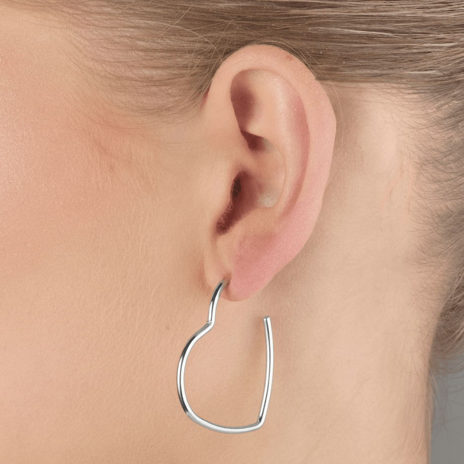 Oorbellen grote hart zilver - Desieradenconcurrent.nl