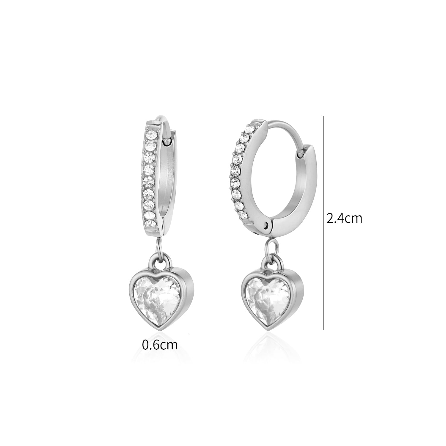 Oorbellen hartje zirkonia zilver - Desieradenconcurrent.nl