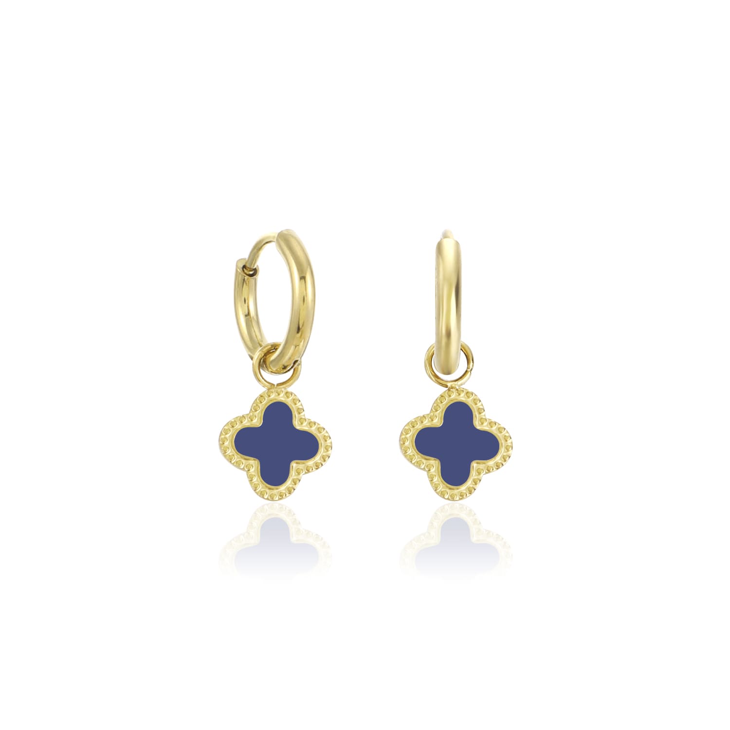 Oorbellen klaver gold/blue - Desieradenconcurrent.nl