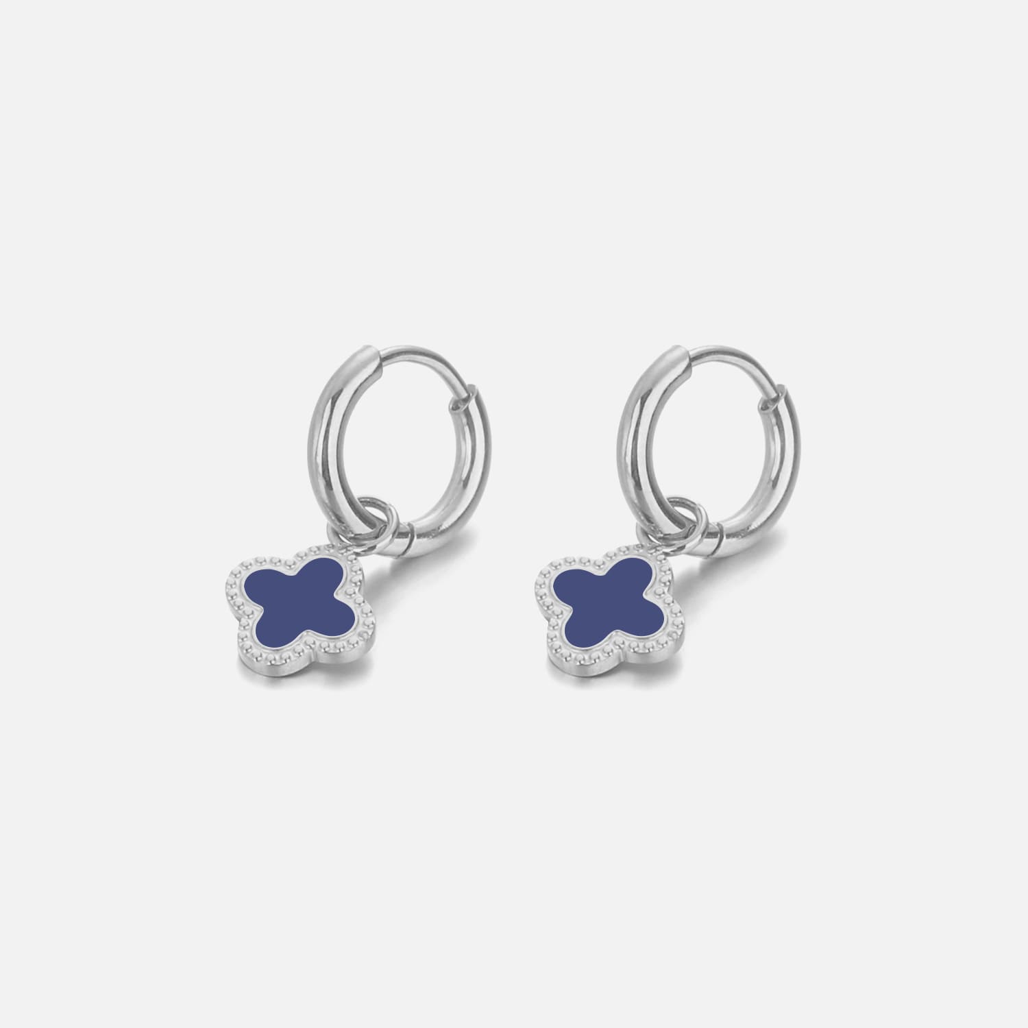 Oorbellen klaver silver/blue - Desieradenconcurrent.nl