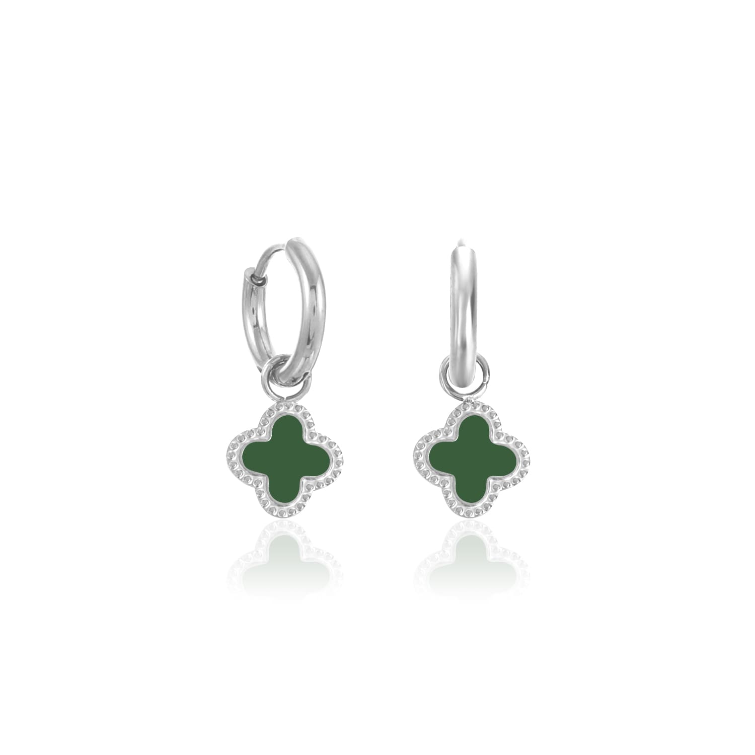 Oorbellen klaver silver/green - Desieradenconcurrent.nl