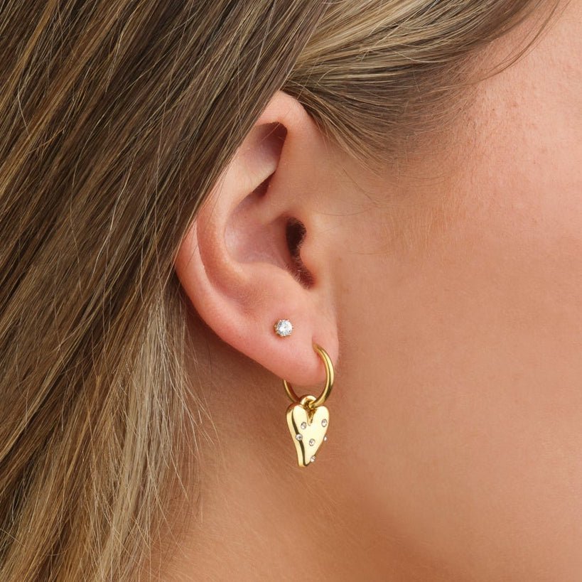 Oorbellen lux hart strass goud - Desieradenconcurrent.nl