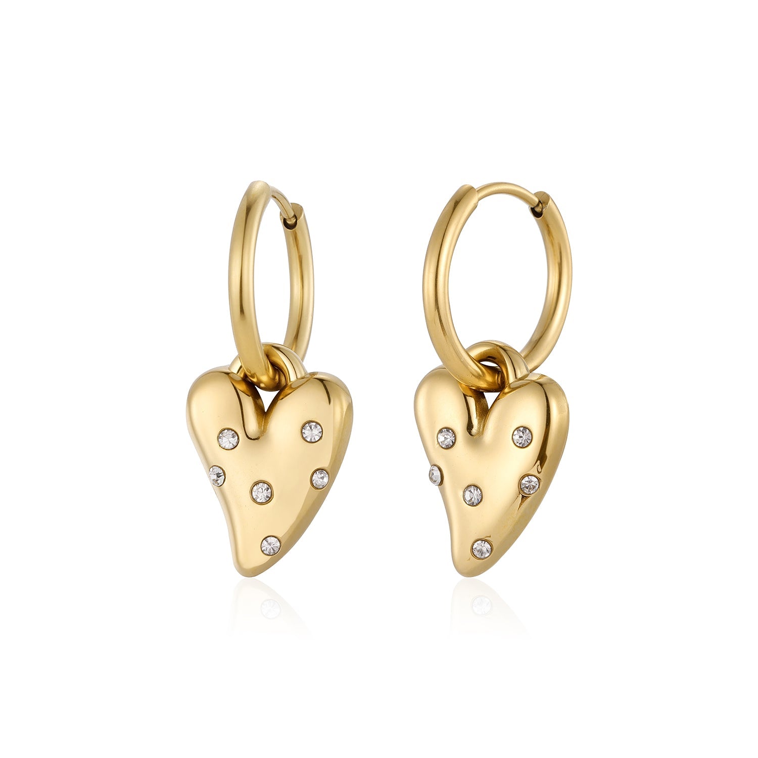 Oorbellen lux hart strass goud - Desieradenconcurrent.nl