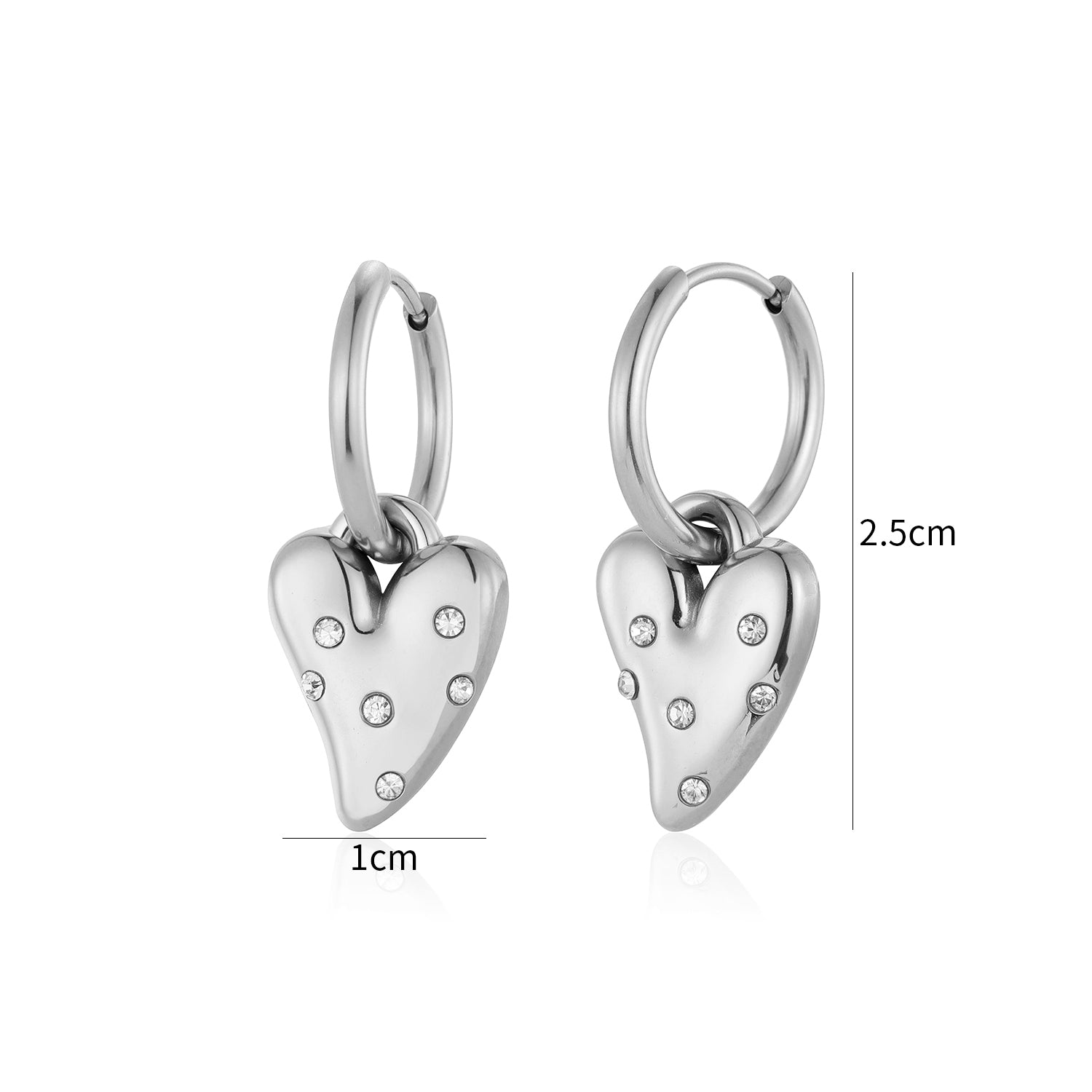 Oorbellen lux hart strass zilver - Desieradenconcurrent.nl
