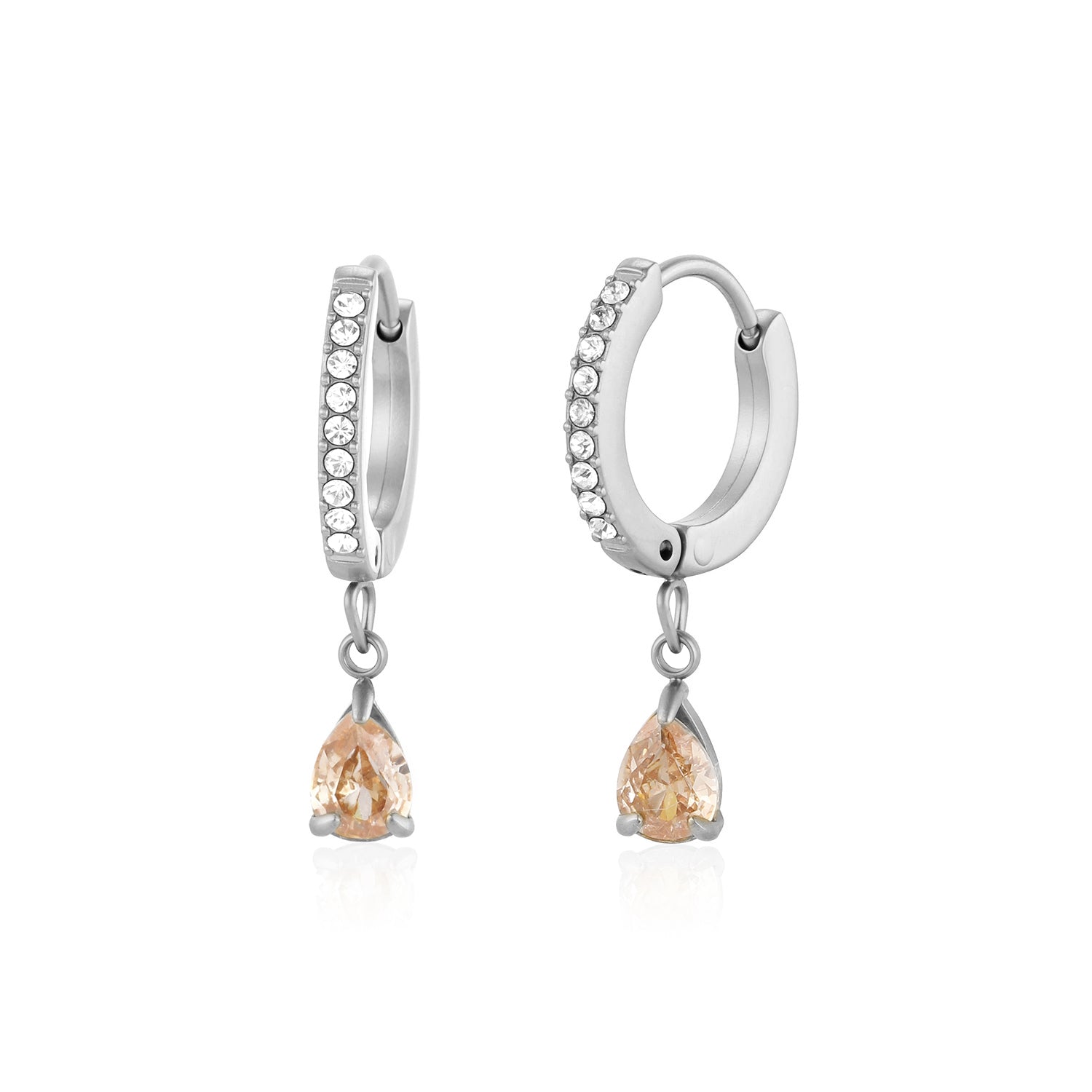 Oorbellen zirkonia druppel zilver - Desieradenconcurrent.nl