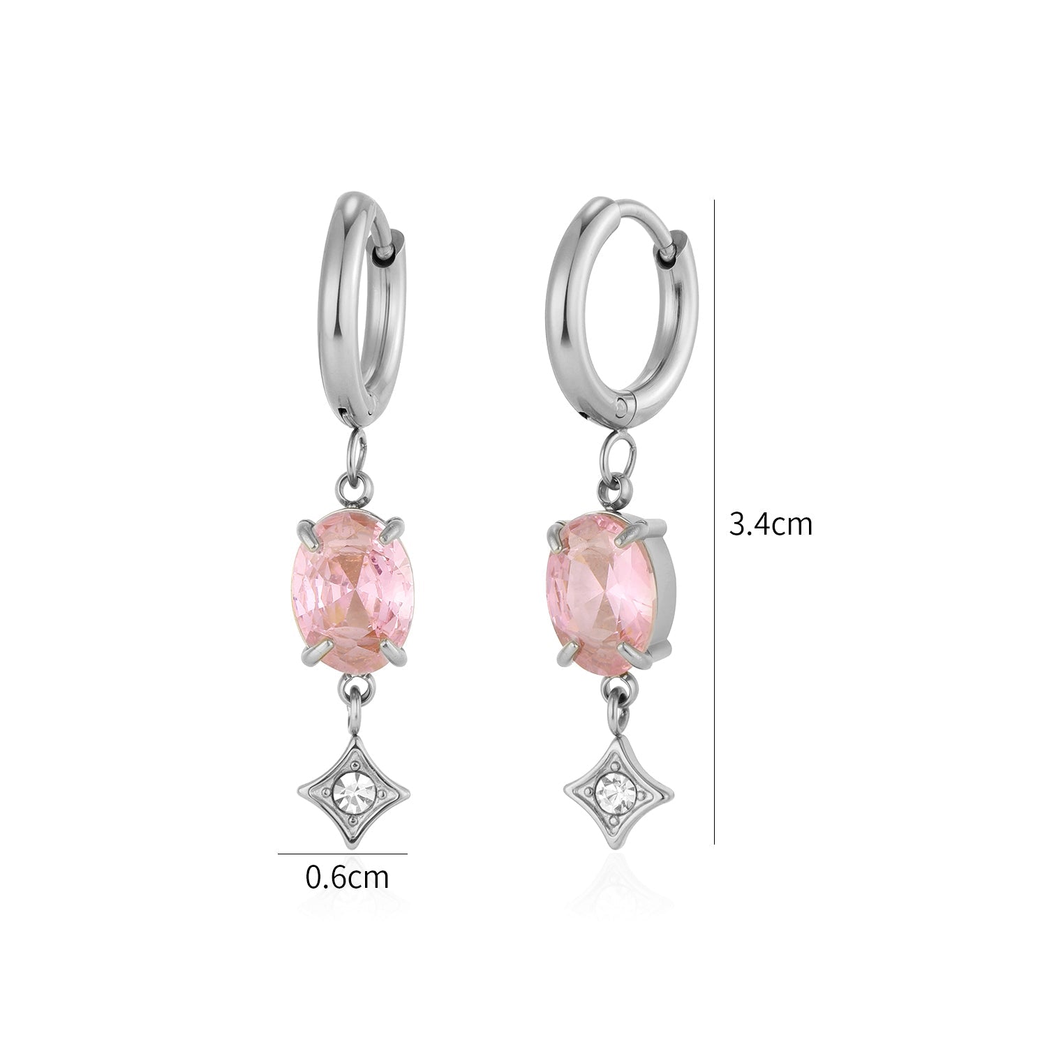 Oorbellen zirkonia roze zilver - Desieradenconcurrent.nl