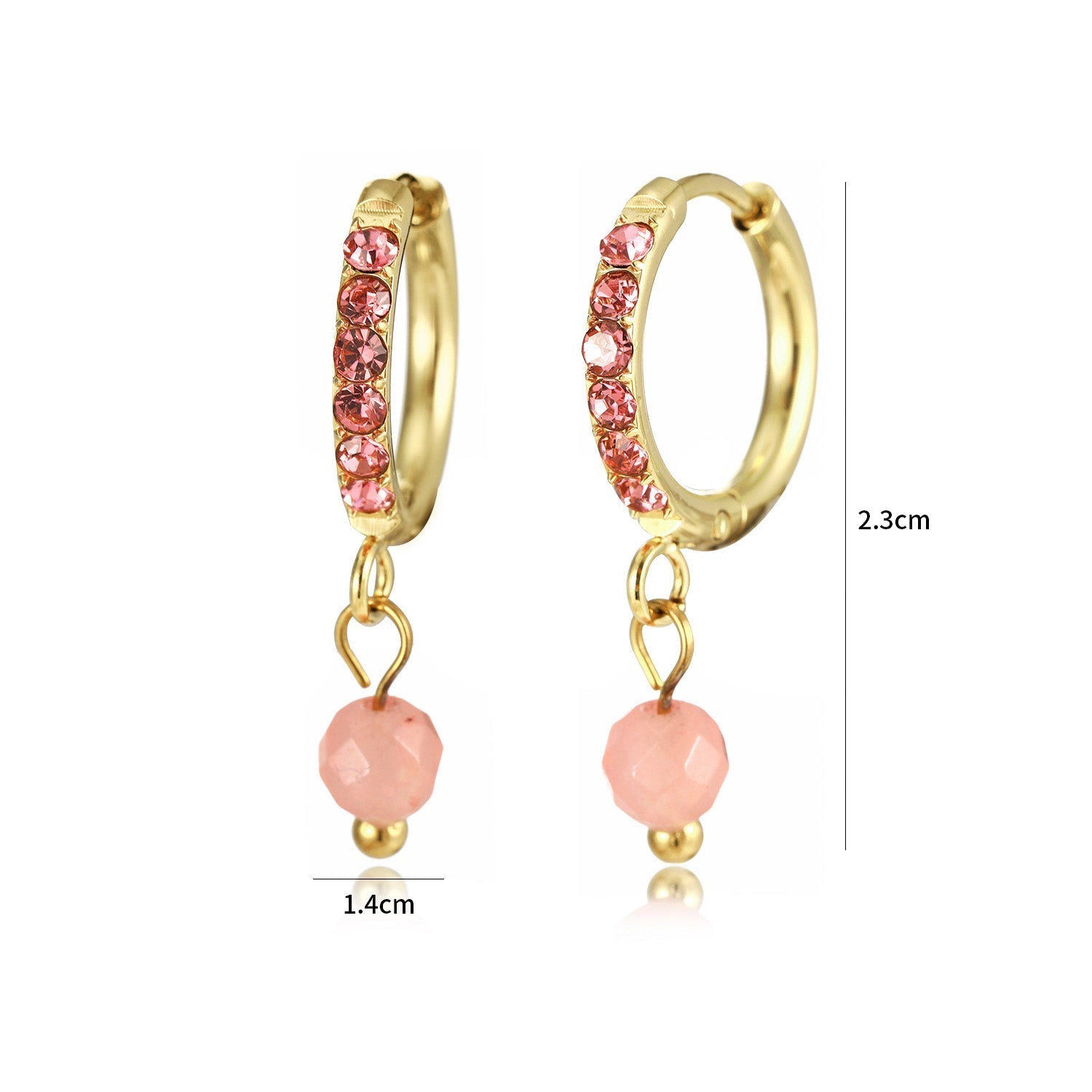 Oorring roze steentjes lux goud - Desieradenconcurrent.nl