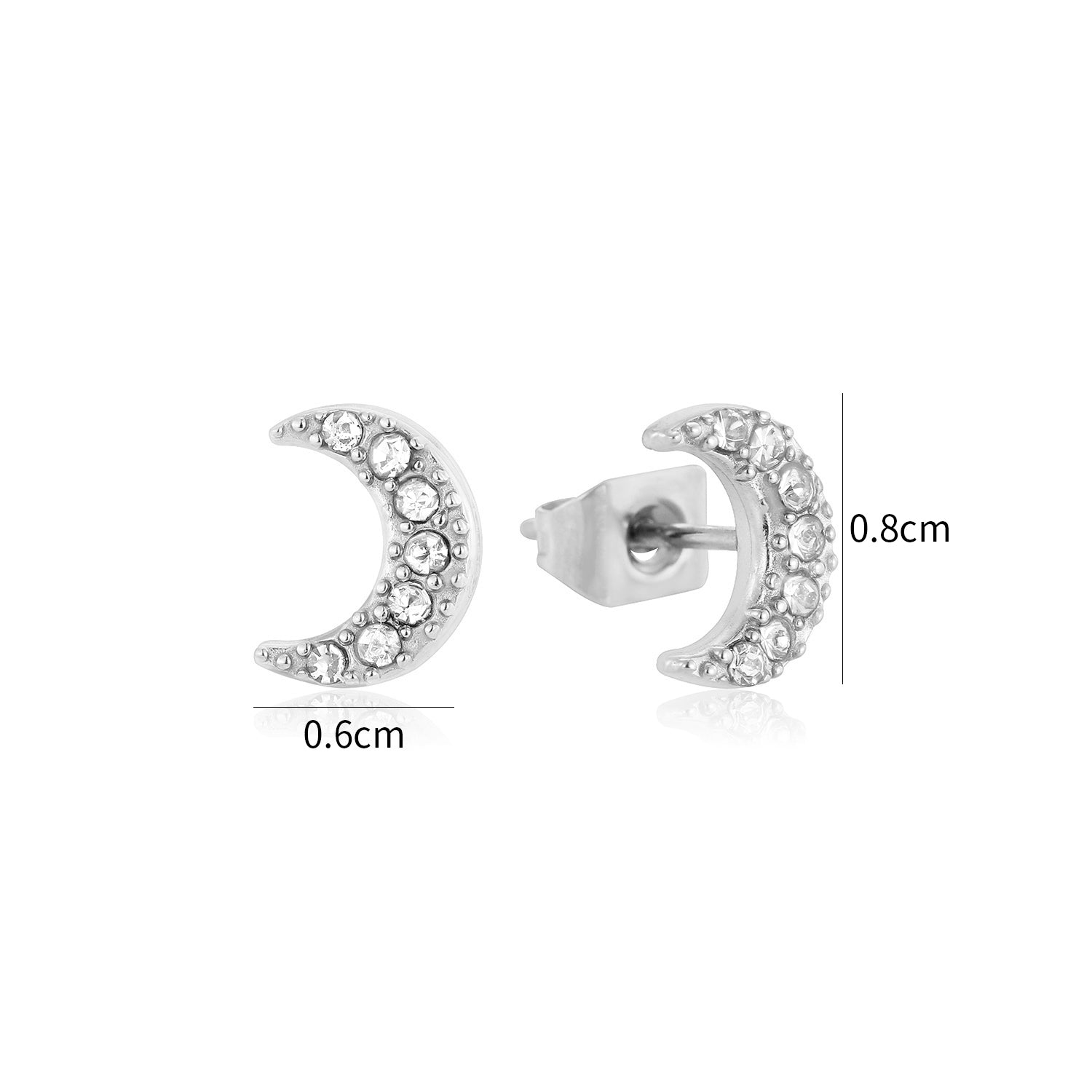 Oorsteker maan steentjes zilver - Desieradenconcurrent.nl