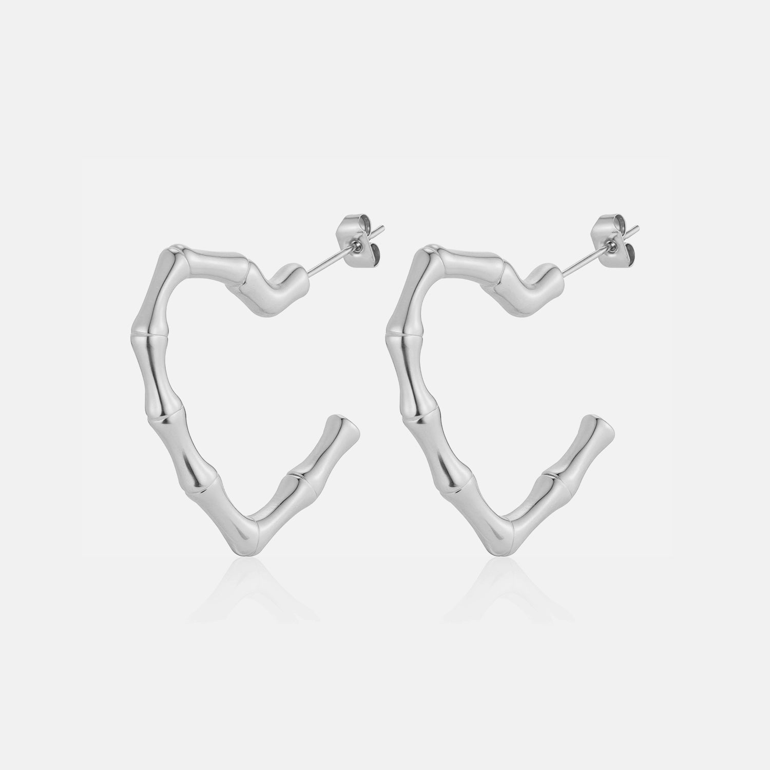 Oorstekers bamboe hart zilver - Desieradenconcurrent.nl