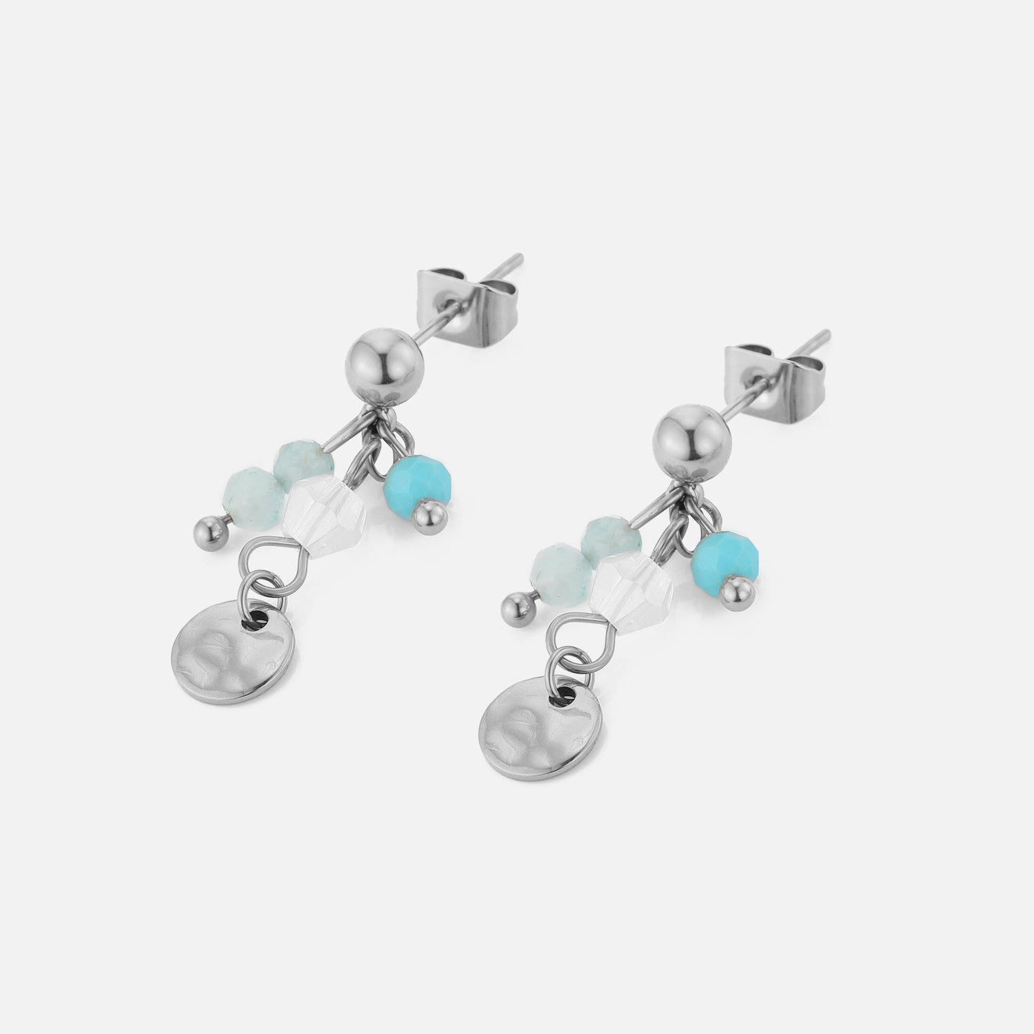 Oorstekers blauw gekleurde kralen zilver - Desieradenconcurrent.nl