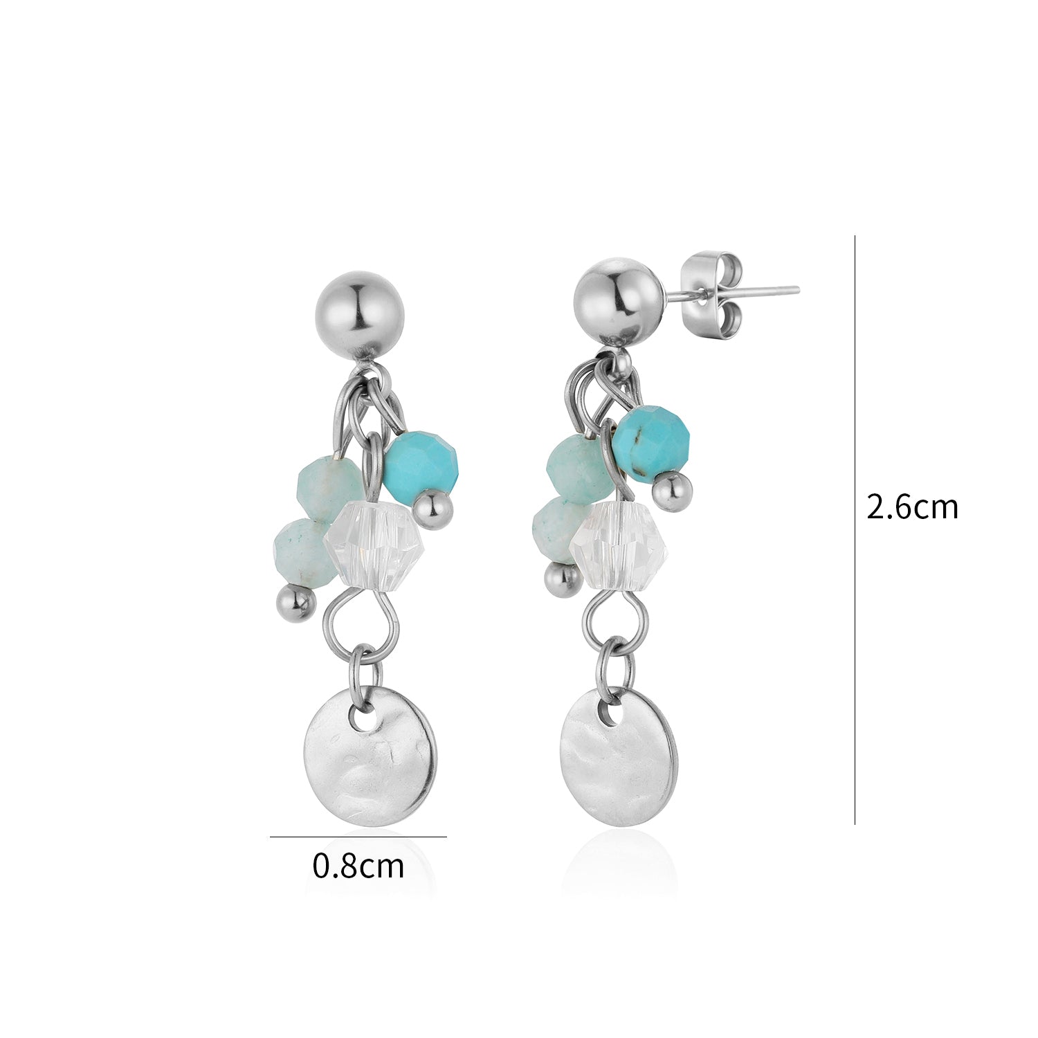 Oorstekers blauw gekleurde kralen zilver - Desieradenconcurrent.nl