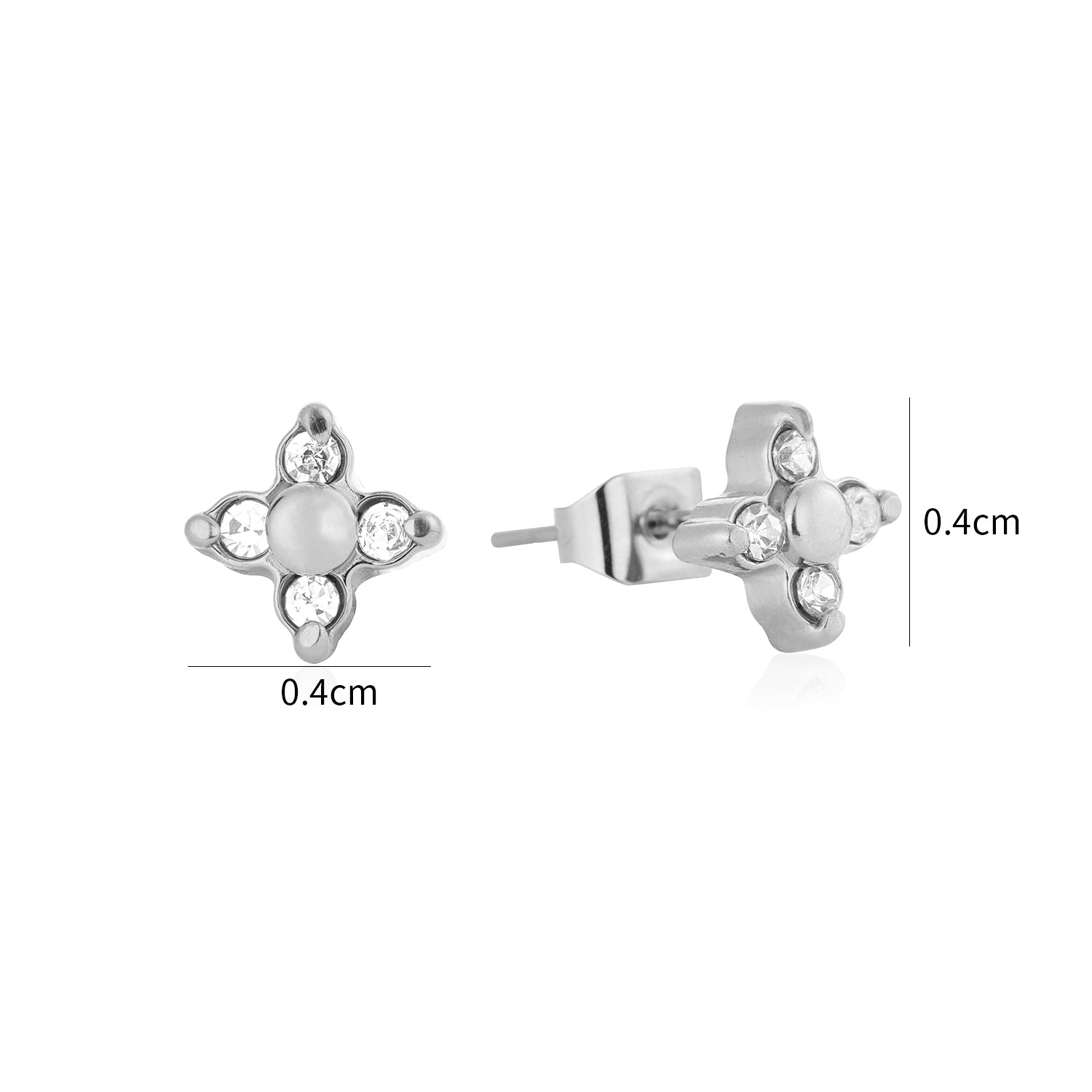 Oorstekers bloem met zirkonia zilver - Desieradenconcurrent.nl