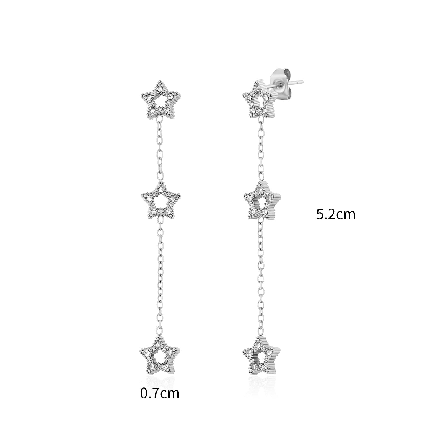Oorstekers drie hangende sterren zilver - Desieradenconcurrent.nl