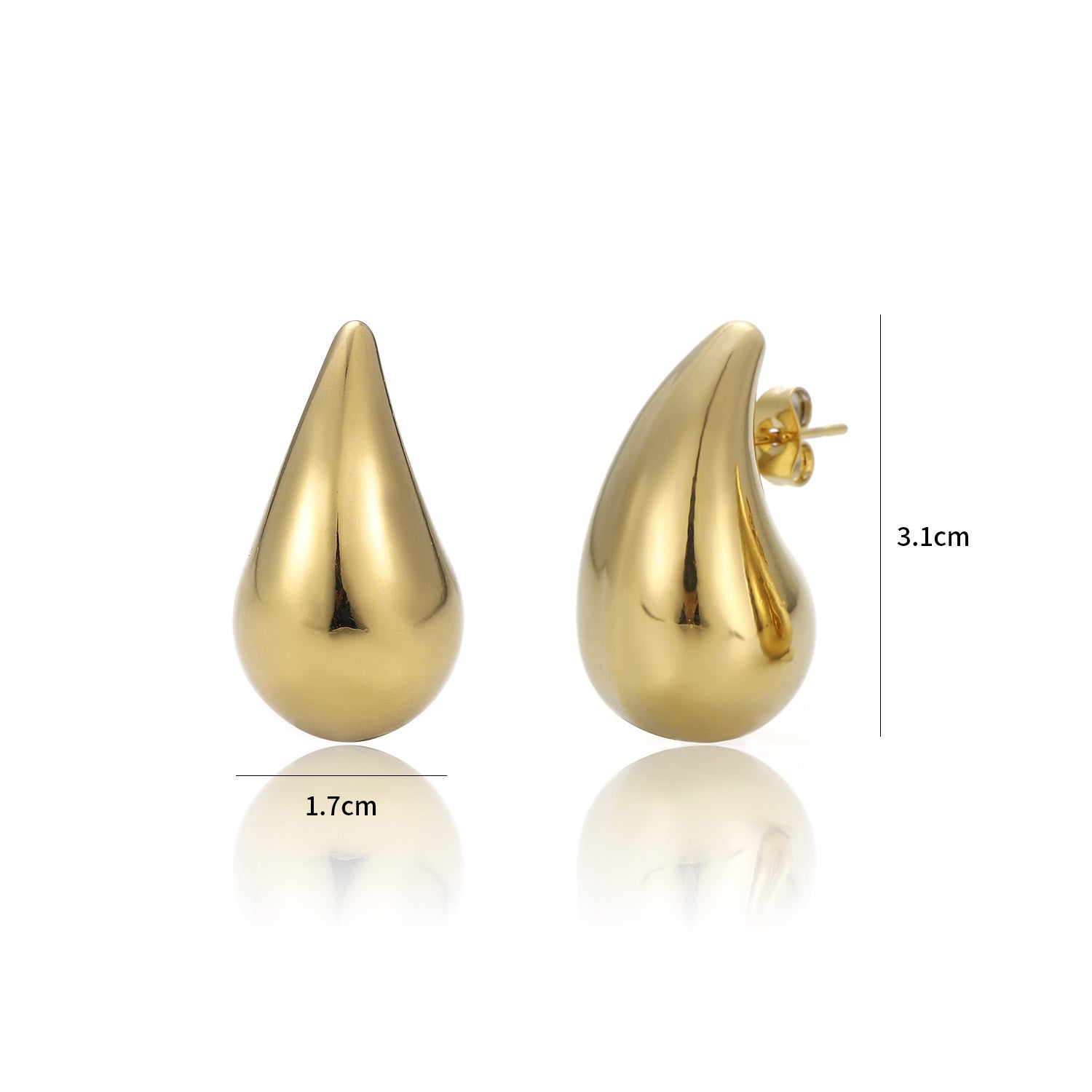 Oorstekers druppel 31mm goud - Desieradenconcurrent.nl