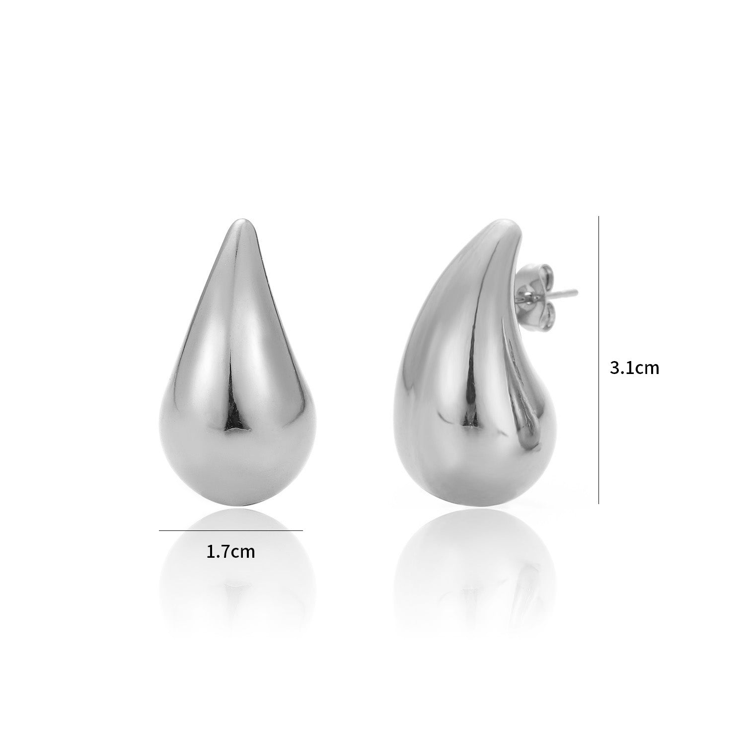 Oorstekers druppel 31mm zilver - Desieradenconcurrent.nl