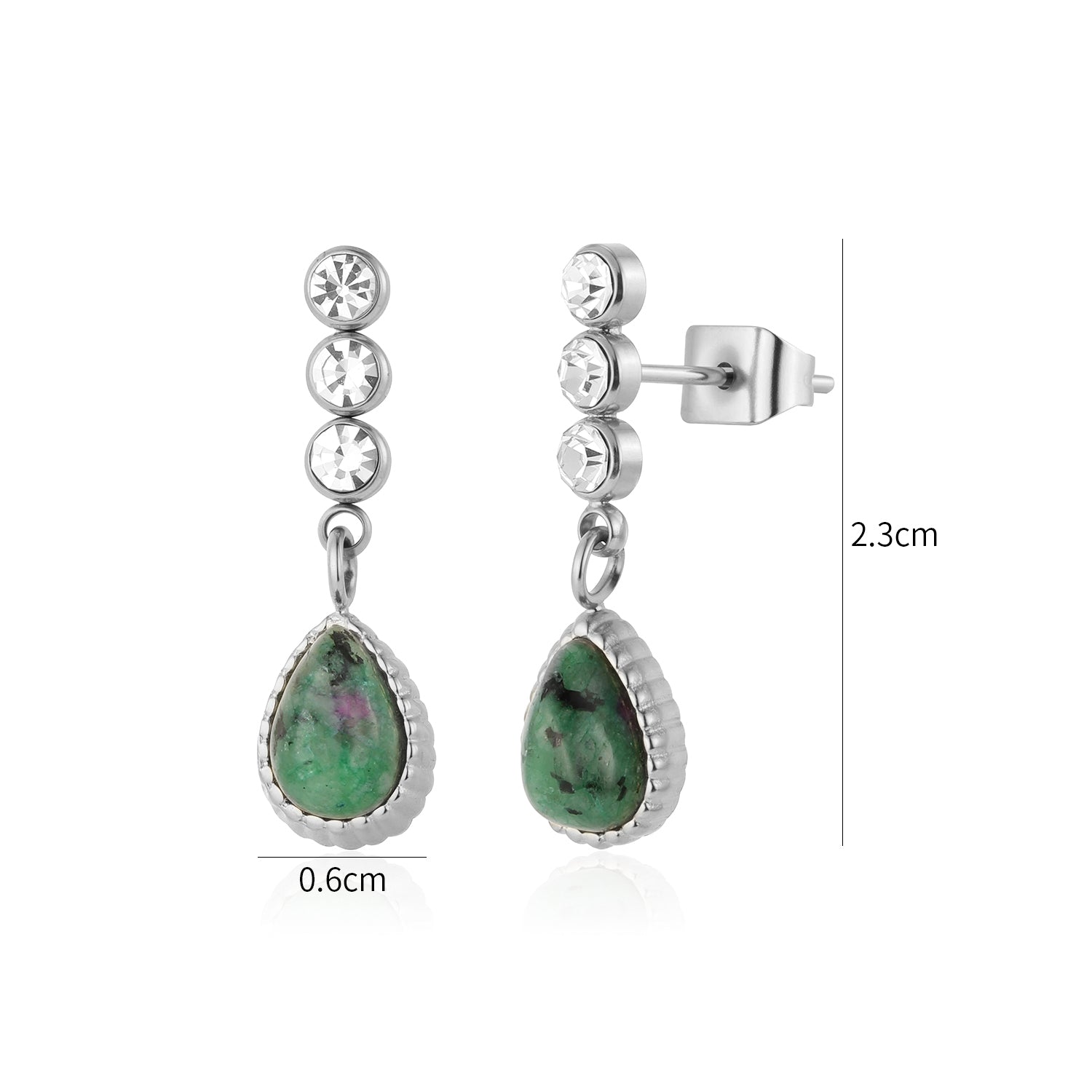 Oorstekers emerald drop zilver - Desieradenconcurrent.nl