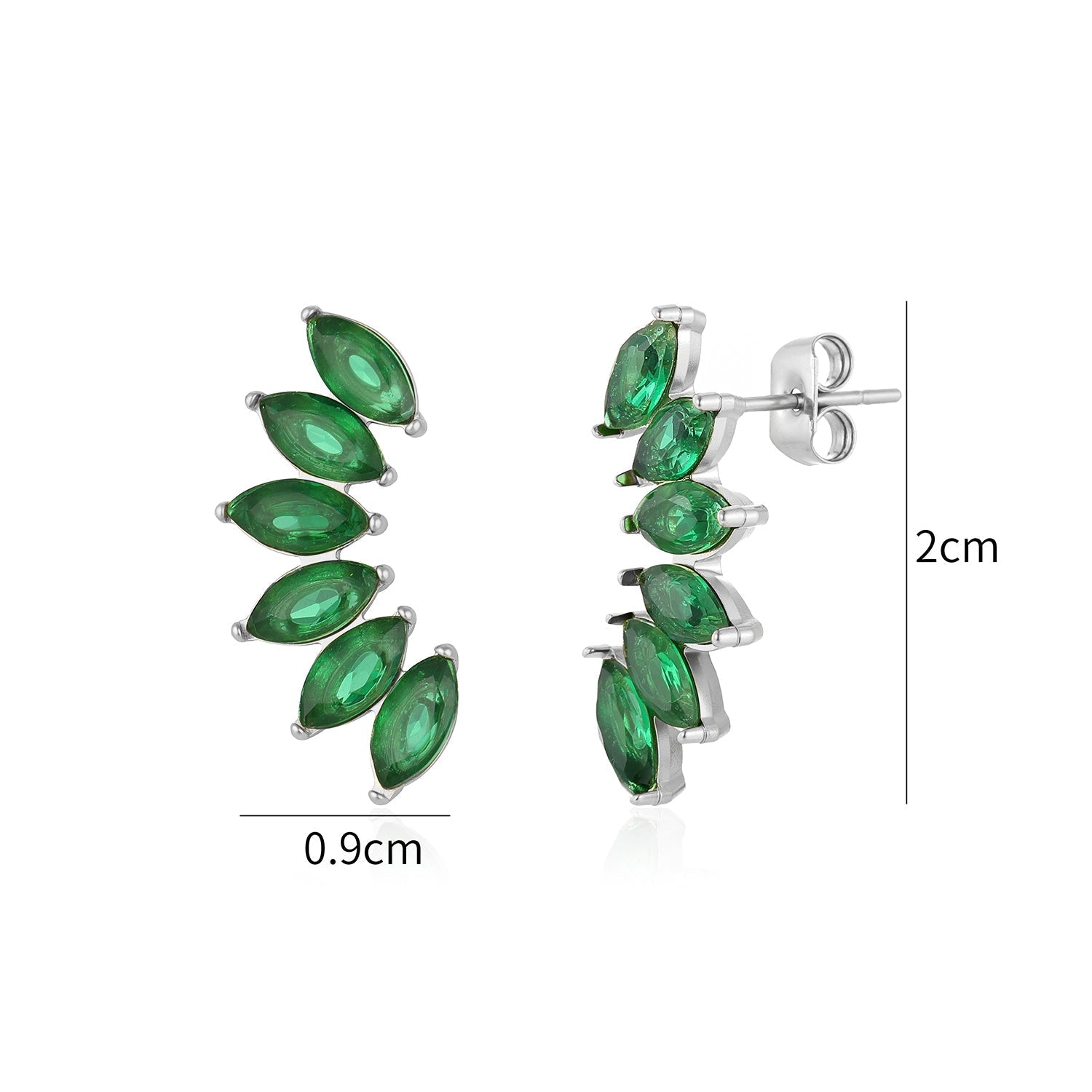 Oorstekers groene kristallen zilver - Desieradenconcurrent.nl