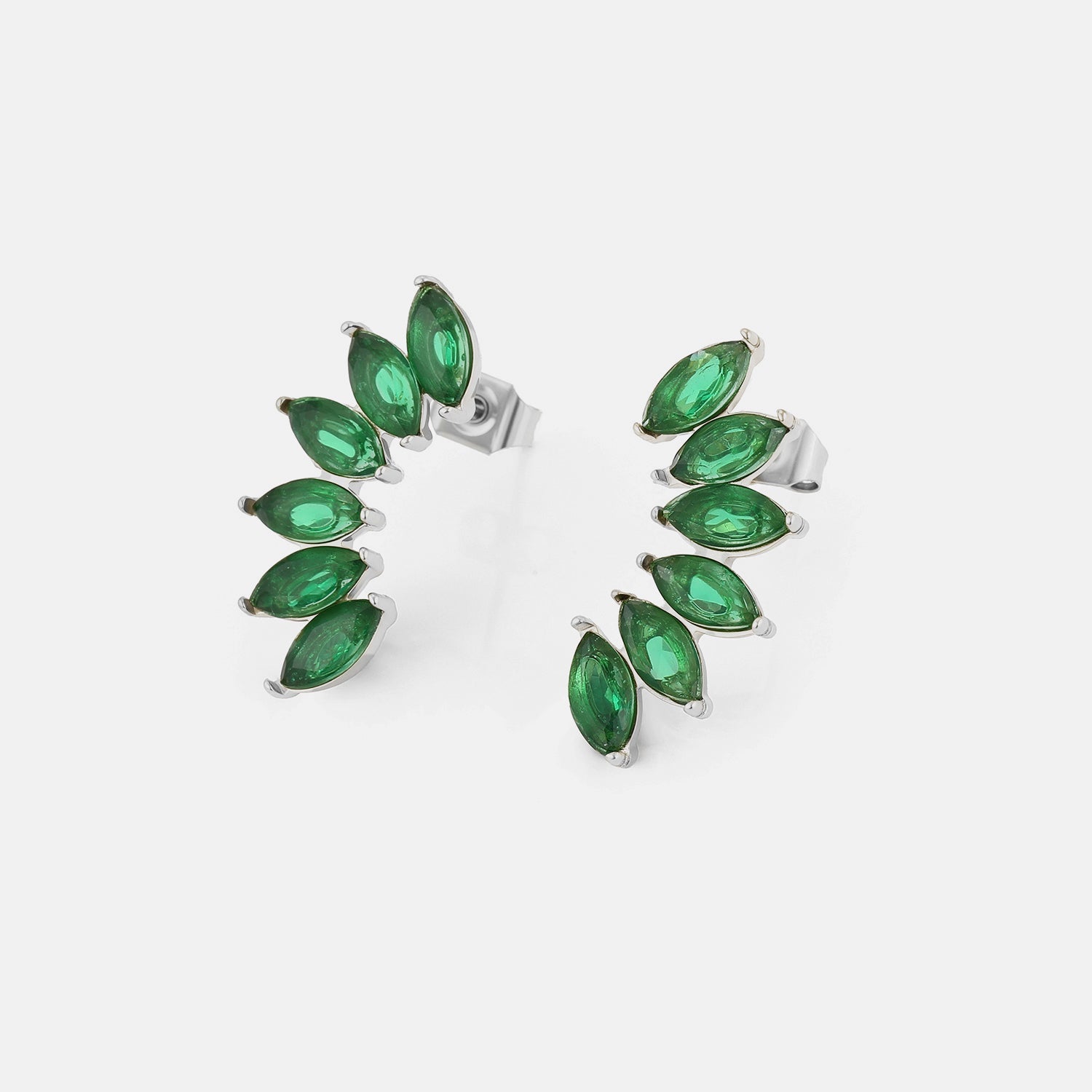 Oorstekers groene kristallen zilver - Desieradenconcurrent.nl