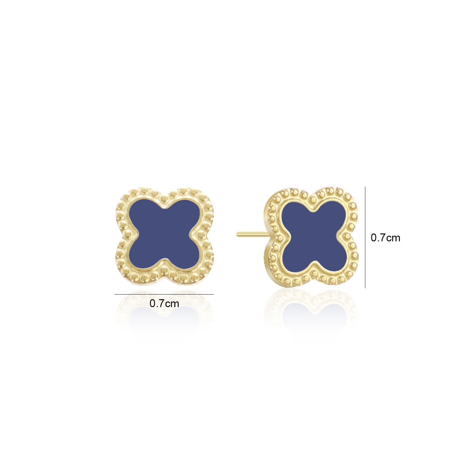 Oorstekers klaver gold/blue - Desieradenconcurrent.nl