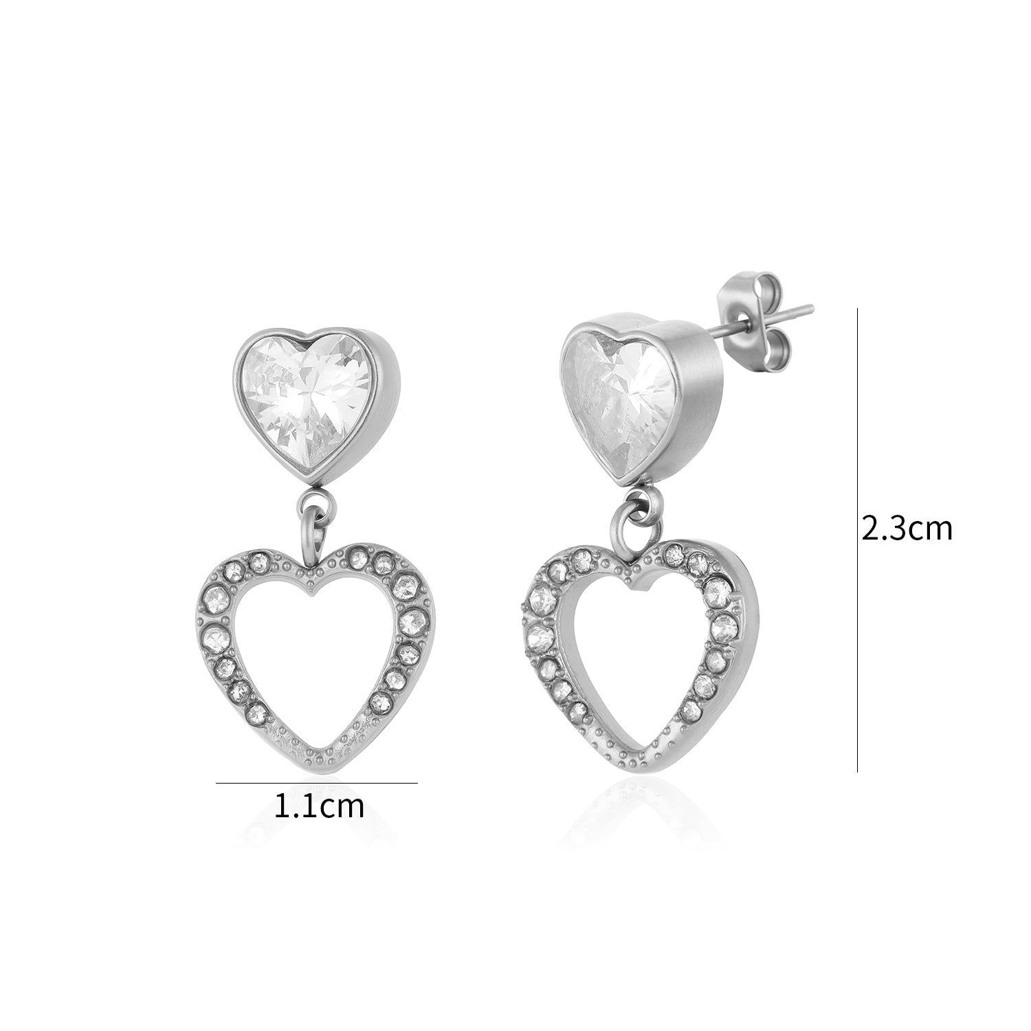Oorstekers loved strass zilver - Desieradenconcurrent.nl