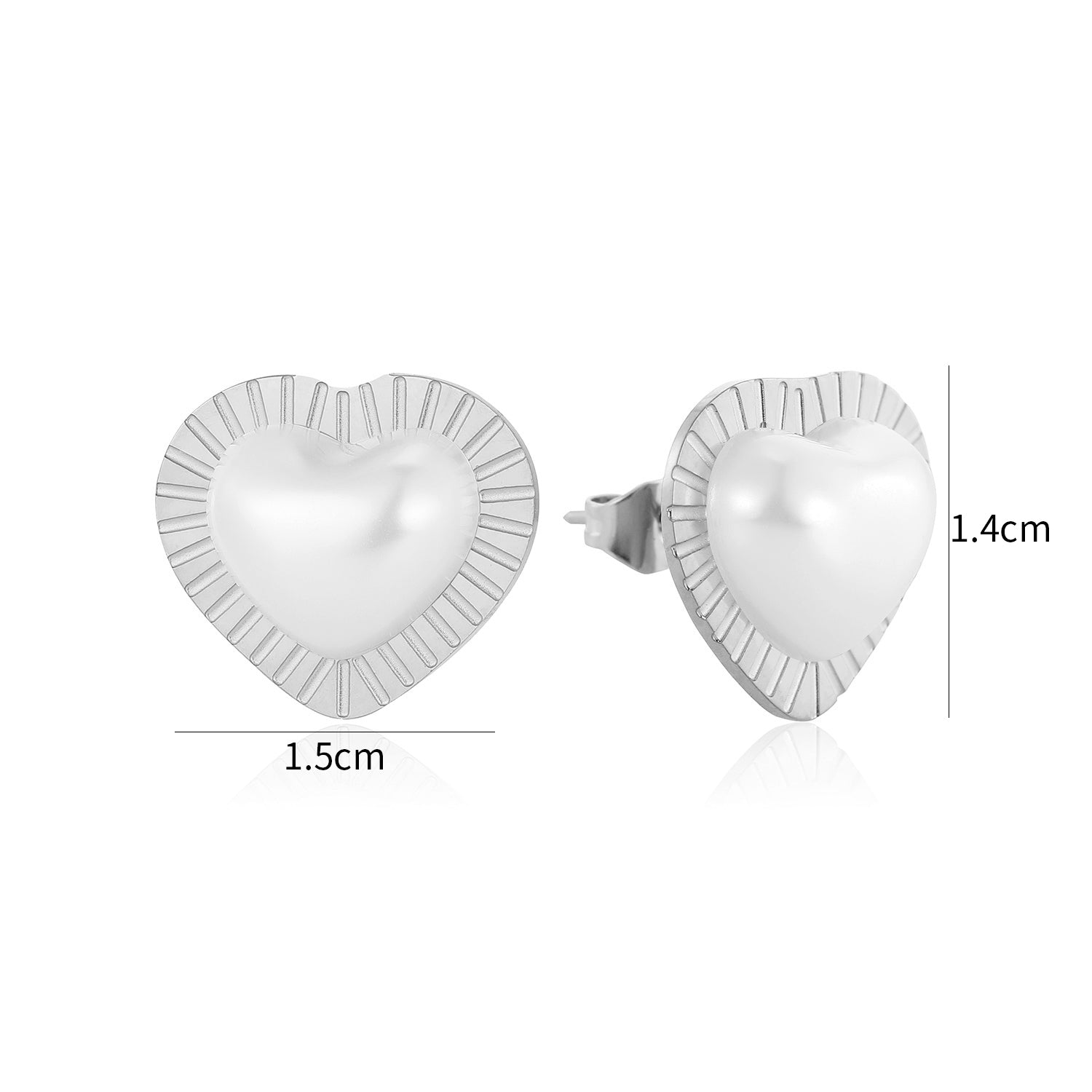 Oorstekers parel hart zilver - Desieradenconcurrent.nl