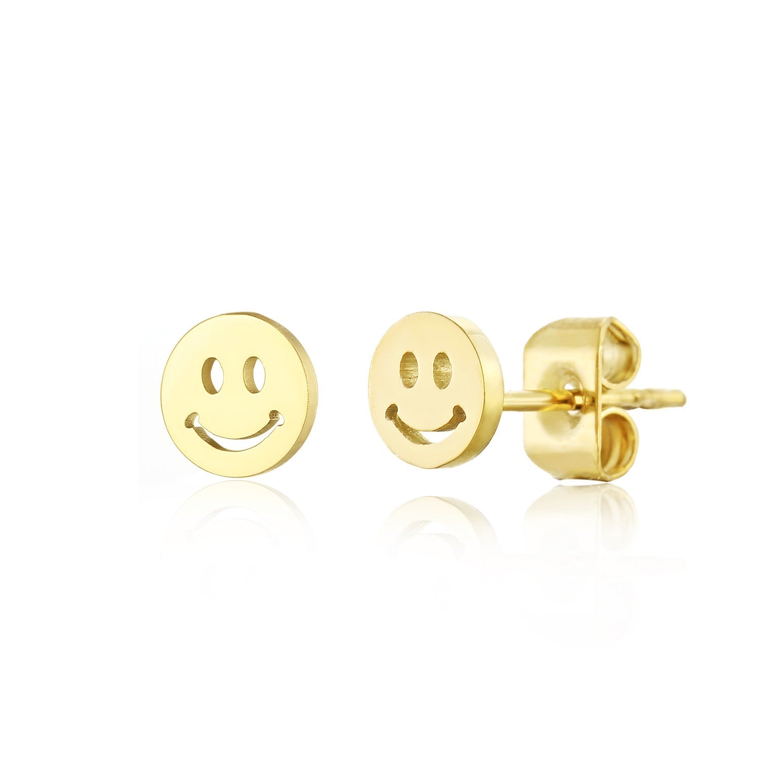 Oorstekers smiley goud - Desieradenconcurrent.nl