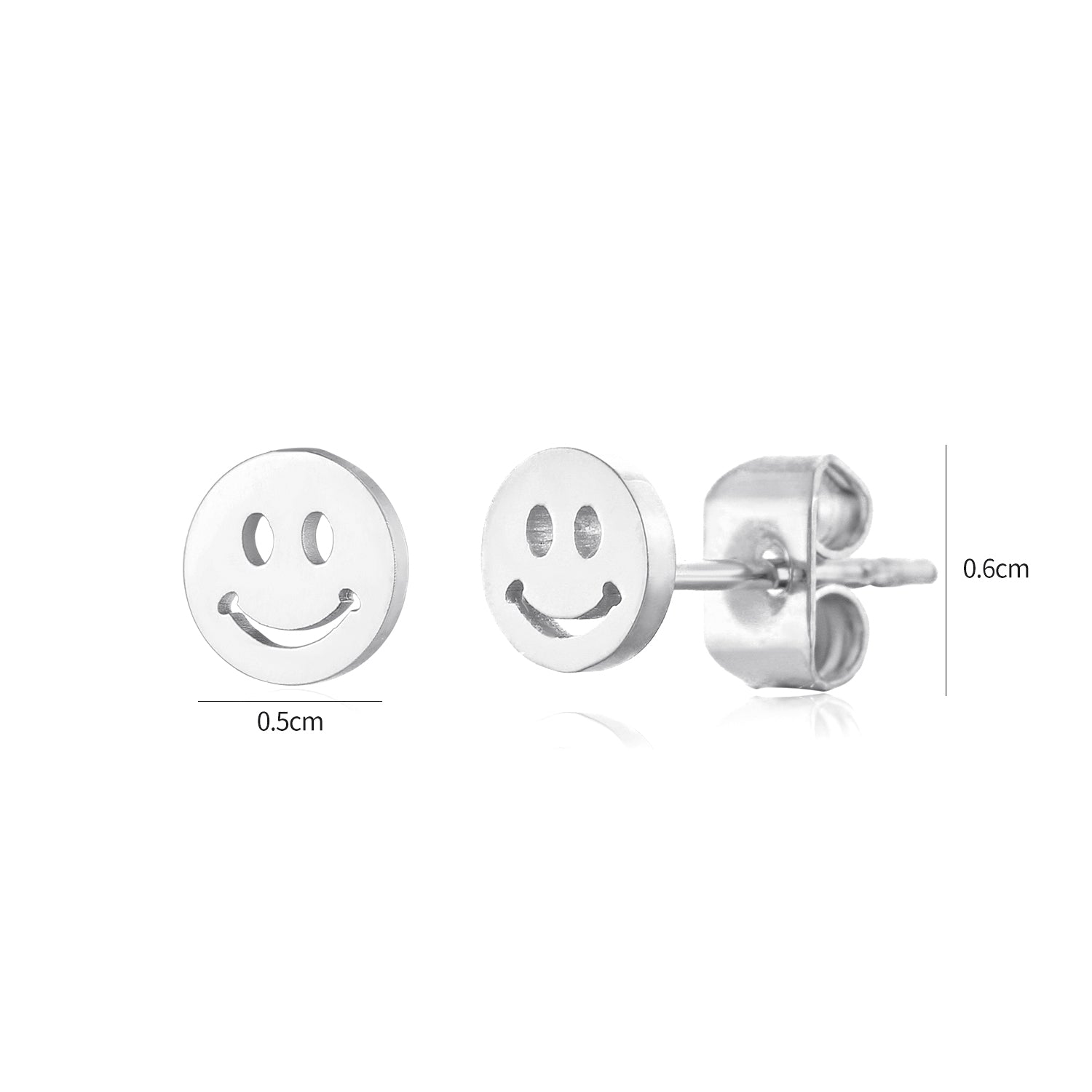 Oorstekers smiley zilver - Desieradenconcurrent.nl