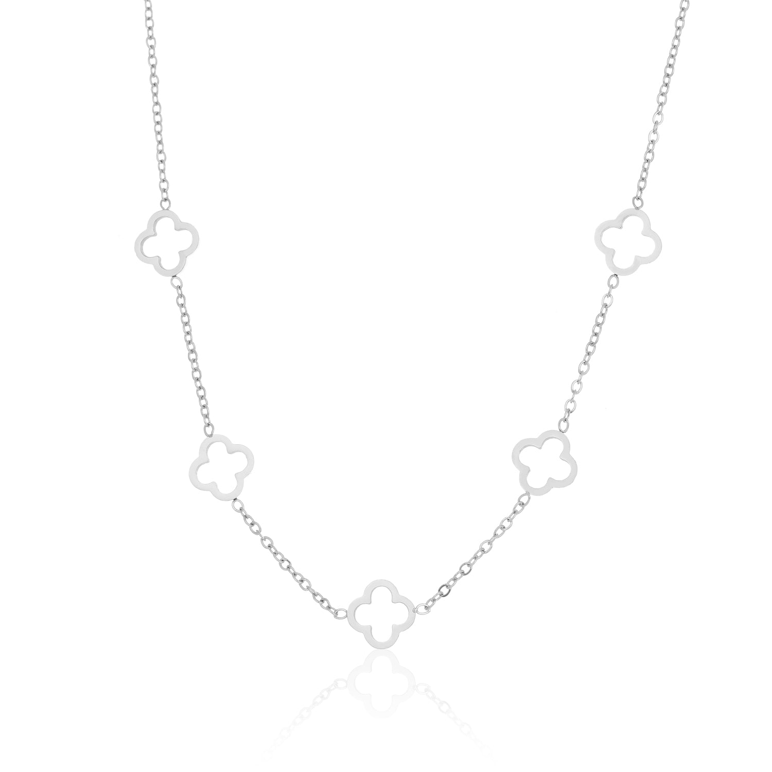Open klaver ketting zilver - Desieradenconcurrent.nl