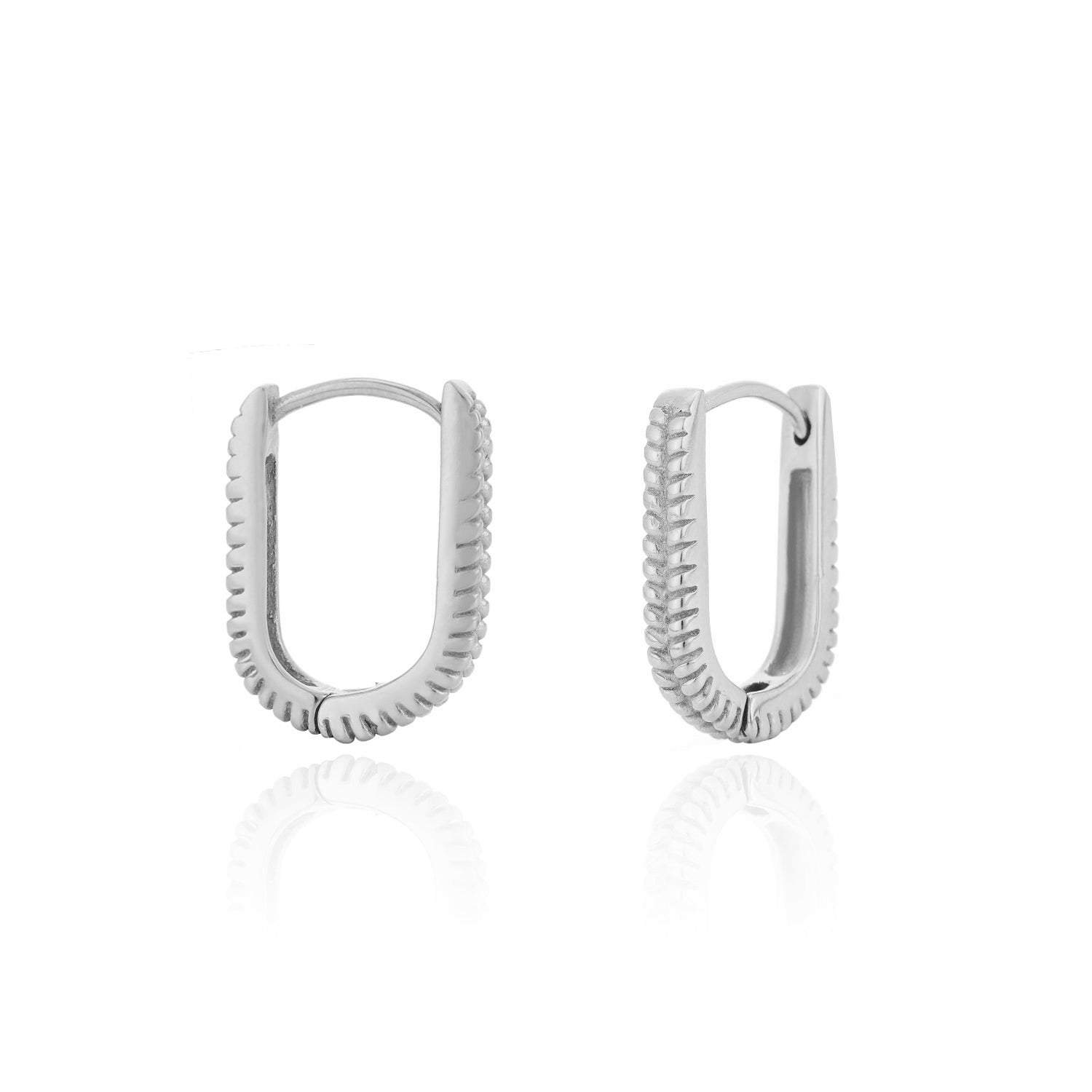 Ovale oorbellen gestreept zilver - Desieradenconcurrent.nl