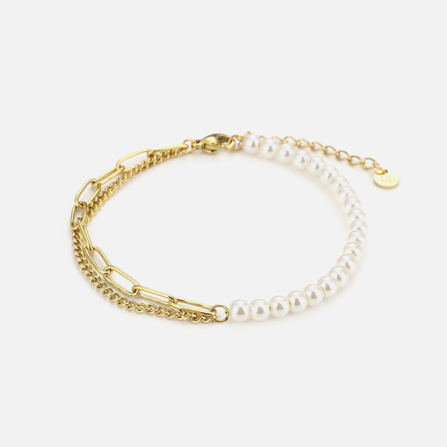 Parel amrband bicolour goud - Desieradenconcurrent.nl