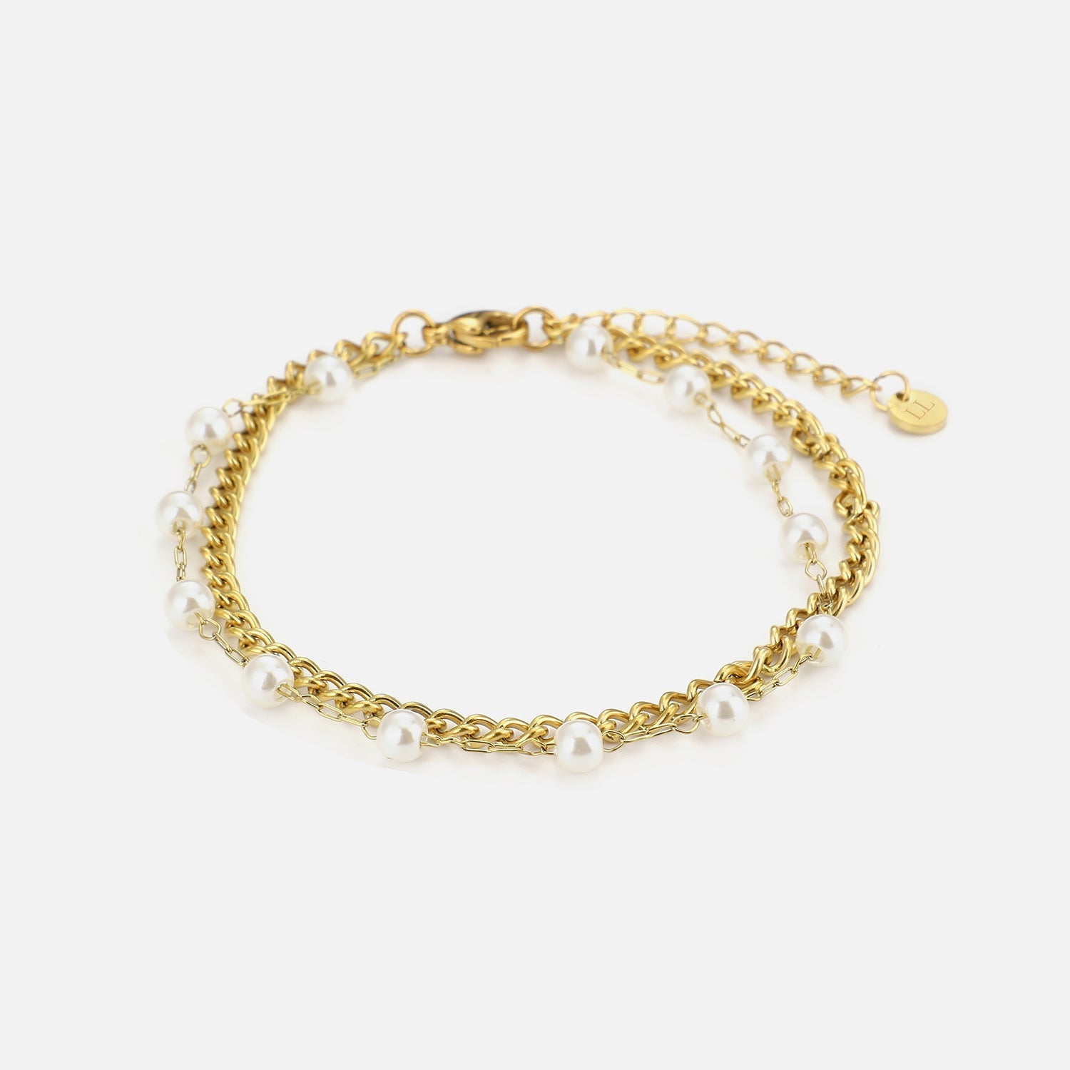 Parel armband tweelaags goud - Desieradenconcurrent.nl