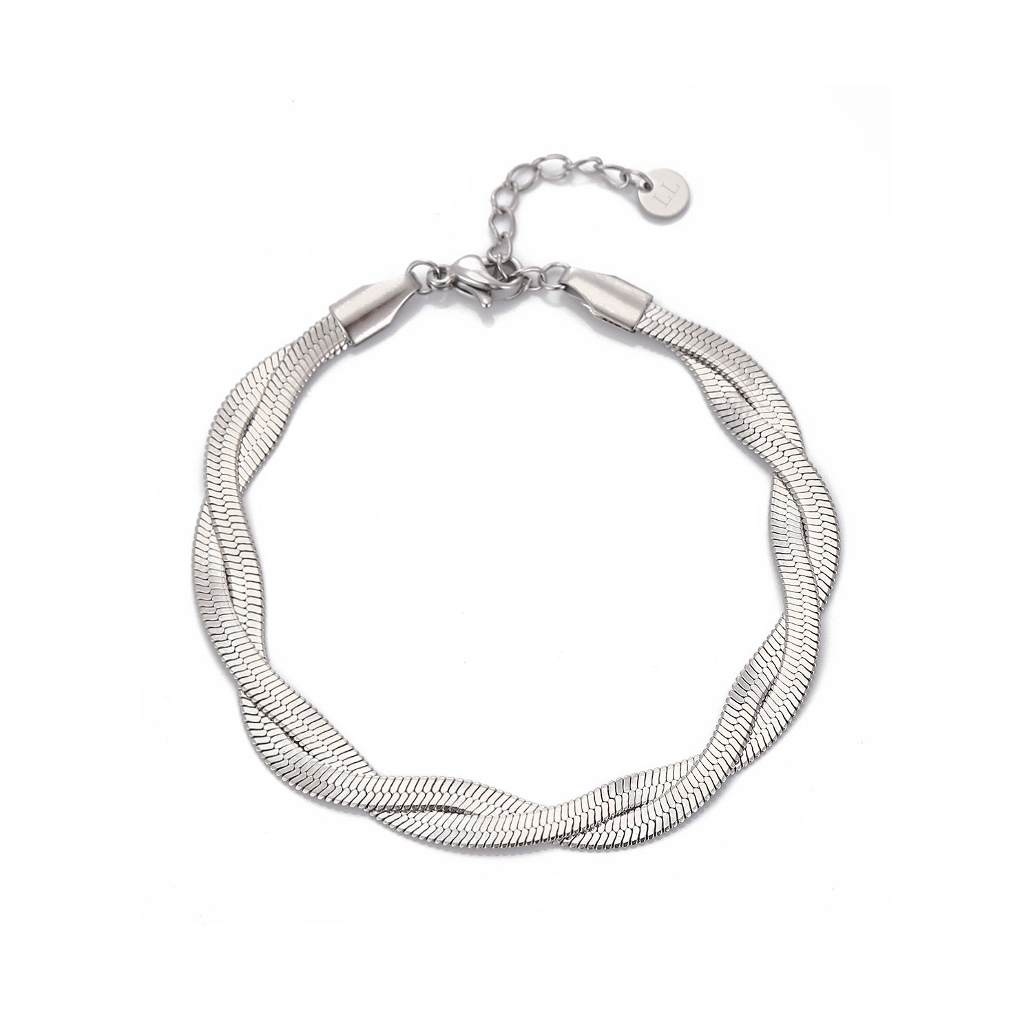 Platte gedraaide armband zilver - Desieradenconcurrent.nl