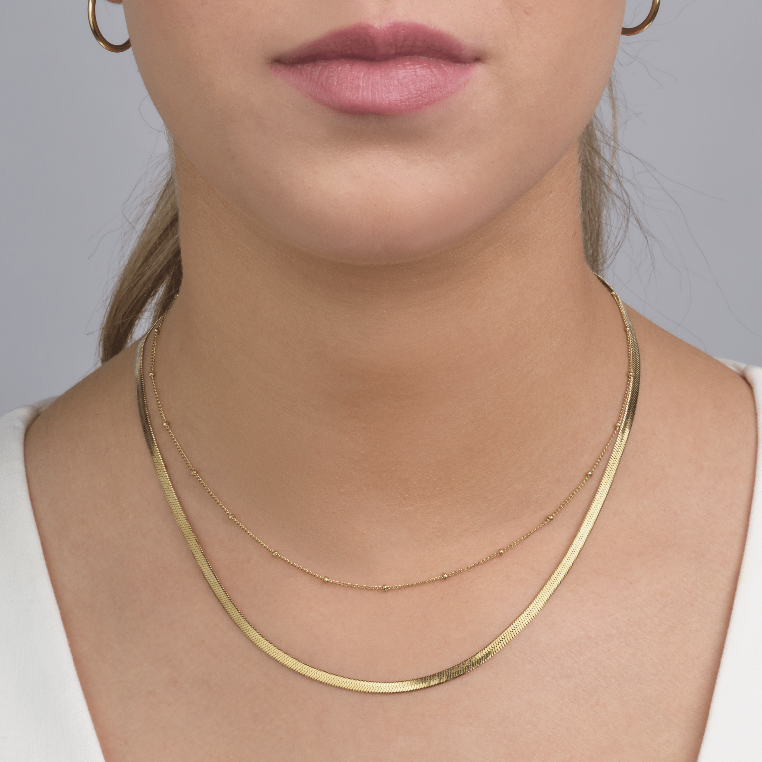 Platte ketting tweelaags goud - Desieradenconcurrent.nl
