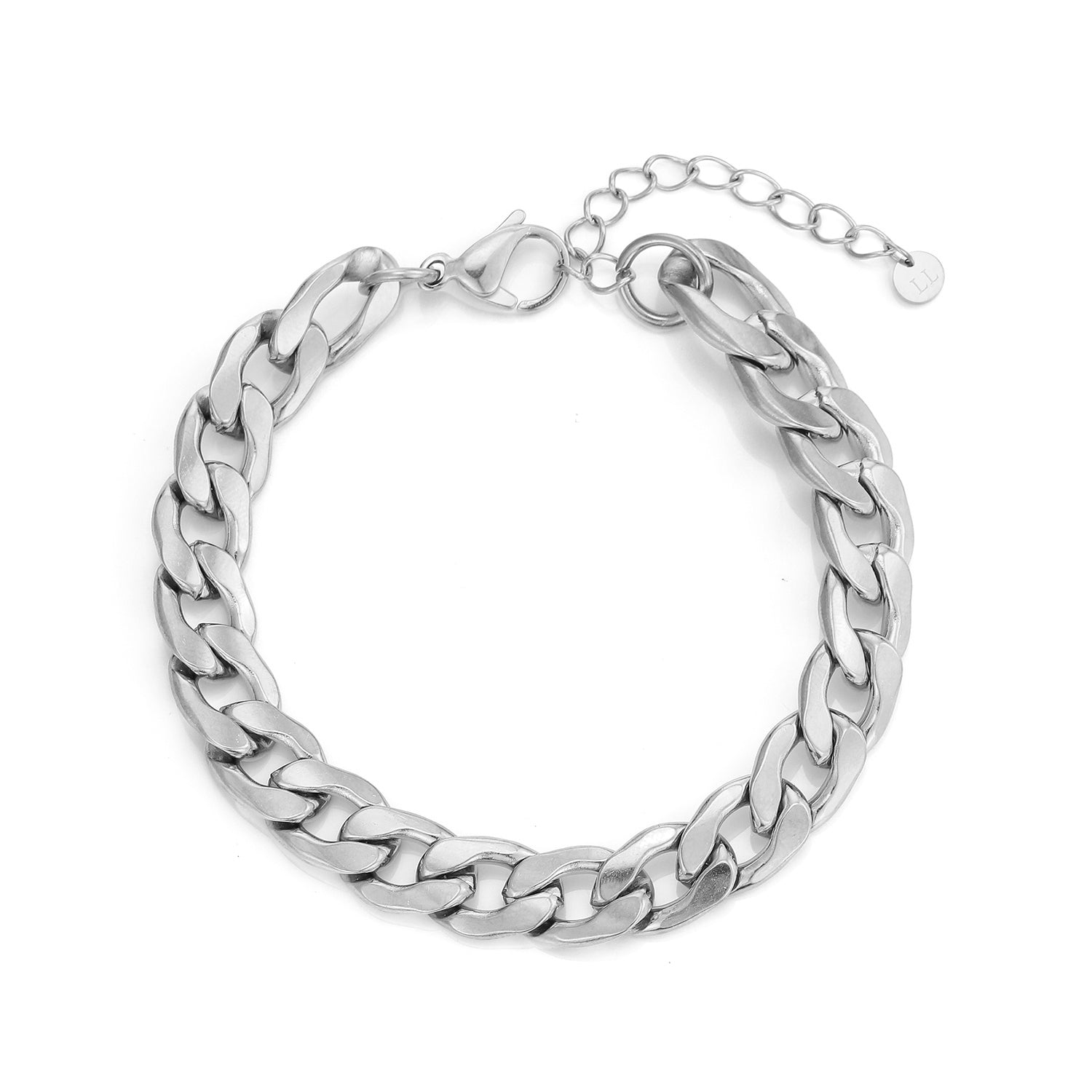 Platte schakel armband 10mm Zilver - Desieradenconcurrent.nl