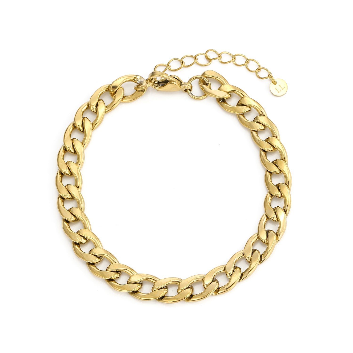 Platte schakel armband 8mm Goud - Desieradenconcurrent.nl