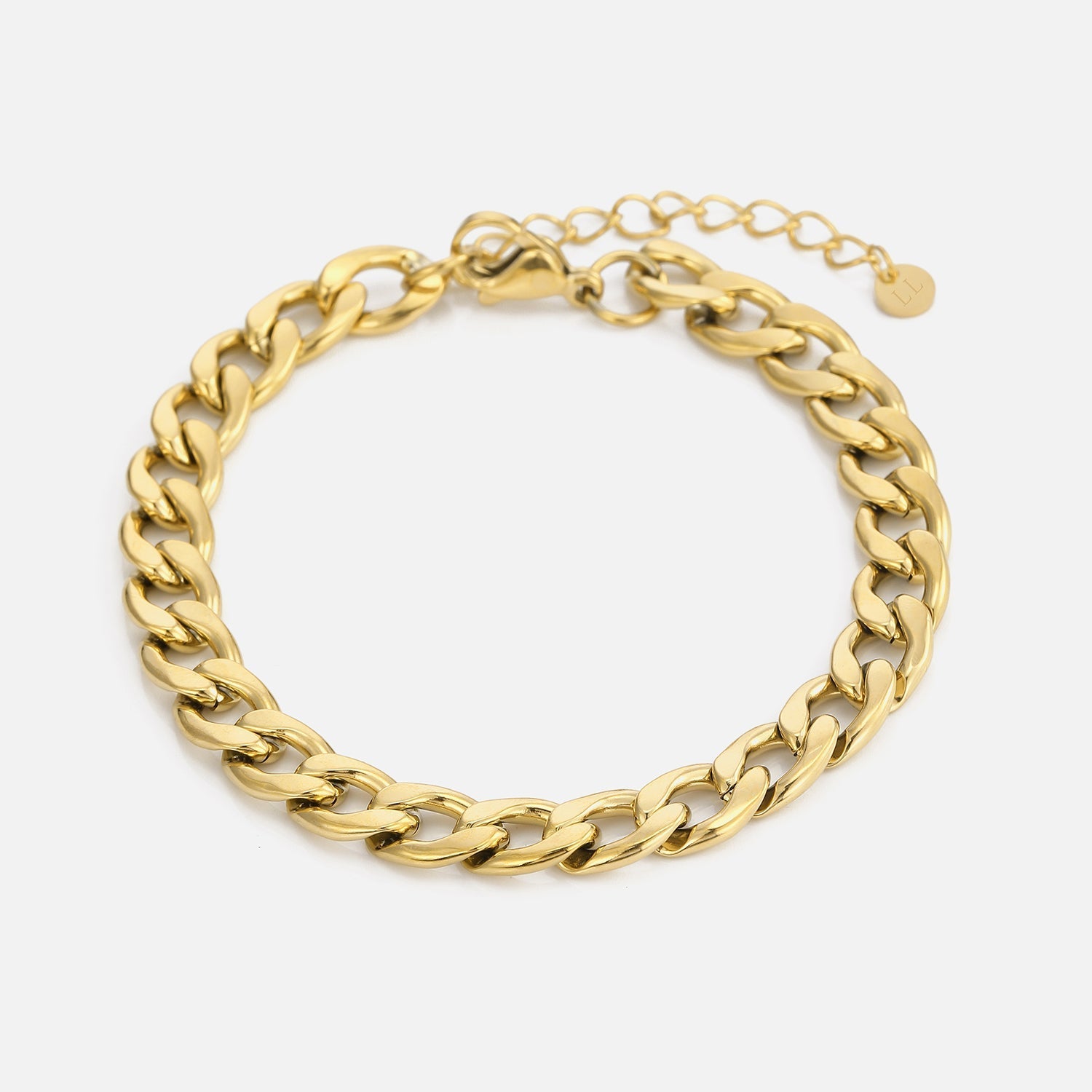 Platte schakel armband 8mm Goud - Desieradenconcurrent.nl